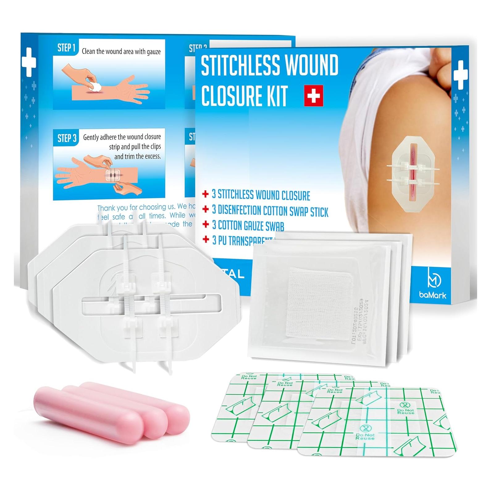 Kit de Cierre de Heridas baMark - 12 Piezas para Primeros Auxilios