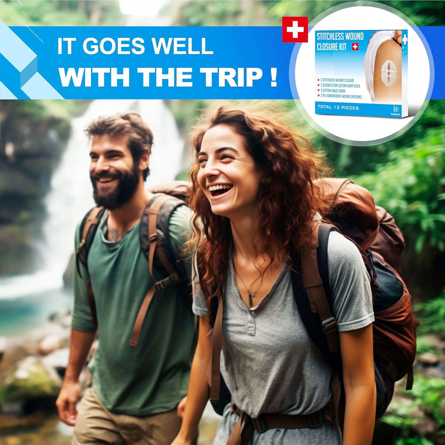 Kit de Cierre de Heridas baMark - 12 Piezas para Primeros Auxilios