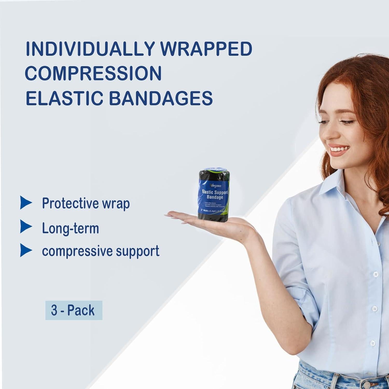 Venda elástica Degasa 3-pack 7.62 cm x 5.4 m para esguinces