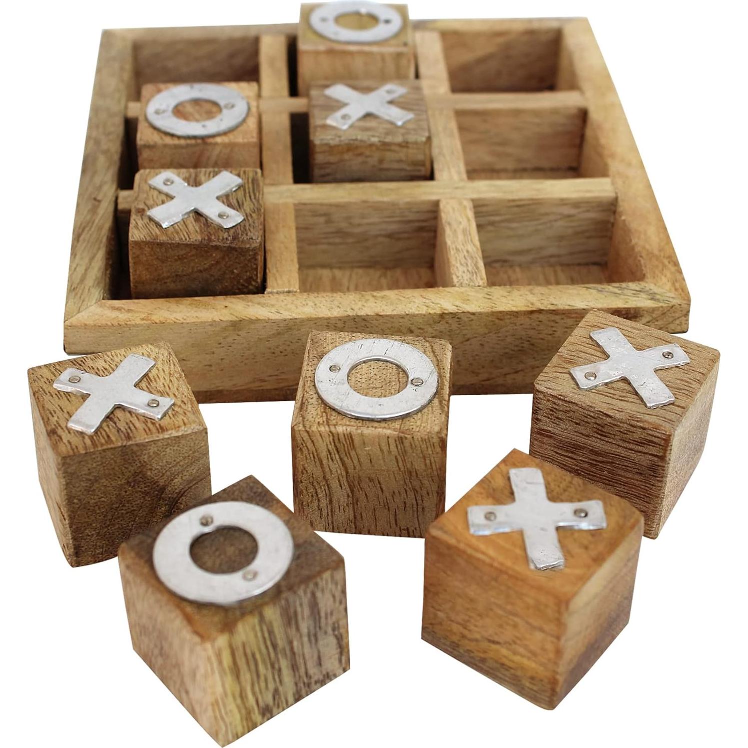 Juego de Tres en Raya de Madera IBLAY - 11.4 cm Hecho a Mano