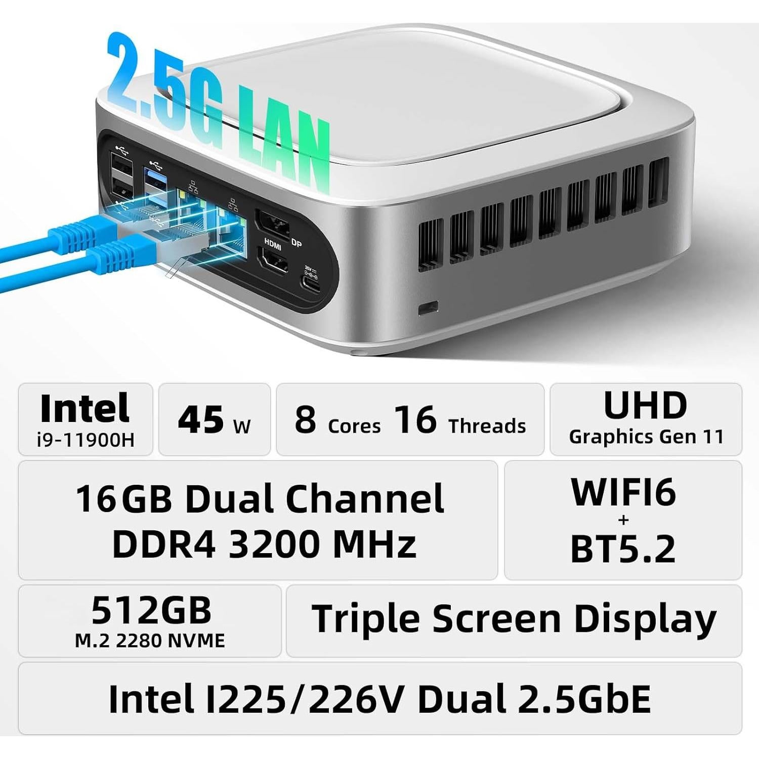 Mini PC AWOW MGI9 Intel Core i9-11900H 32GB 1TB SSD 4K