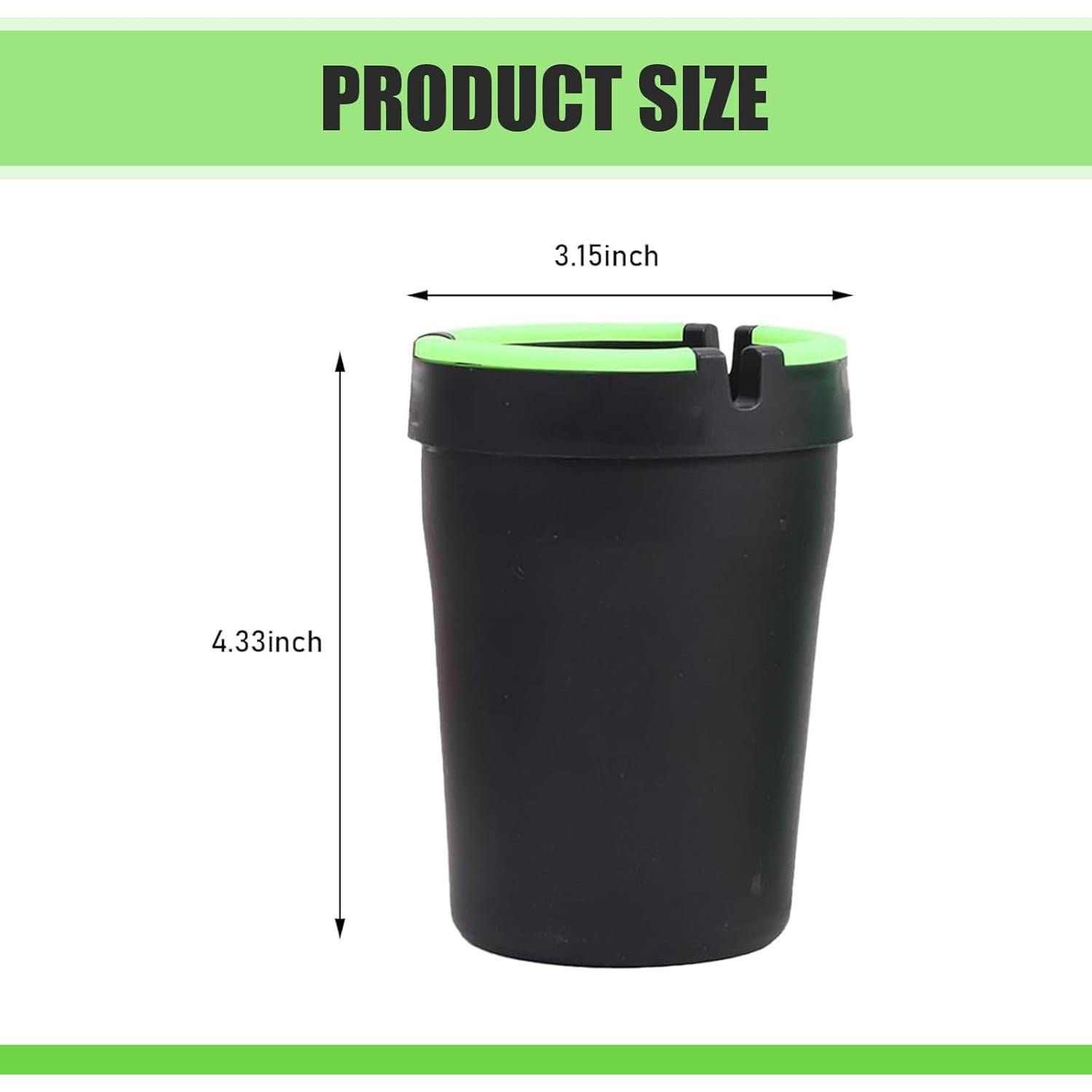 Cenicero de coche MLY sin humo negro, 11x8 cm, a prueba de olores