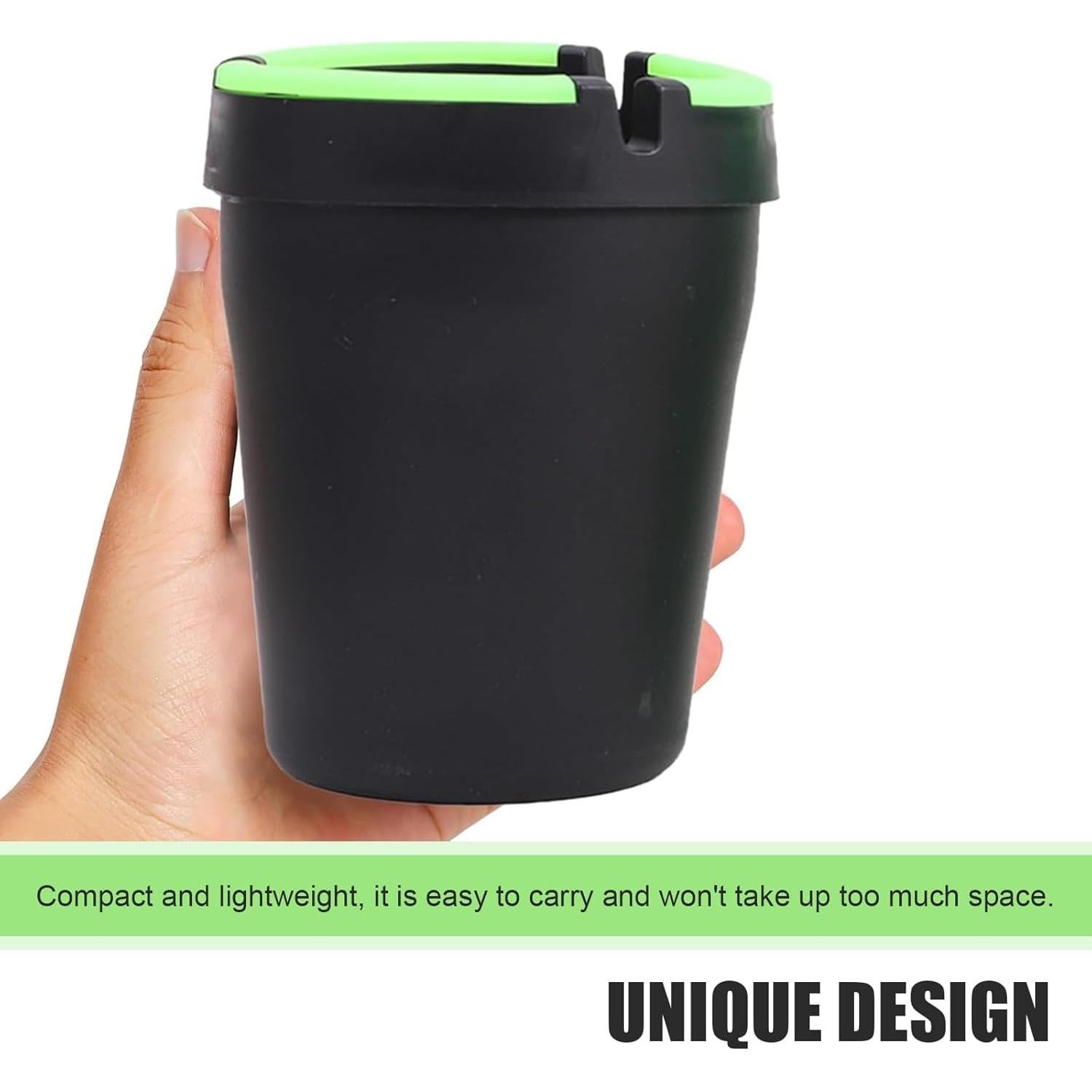 Cenicero de coche MLY sin humo negro, 11x8 cm, a prueba de olores