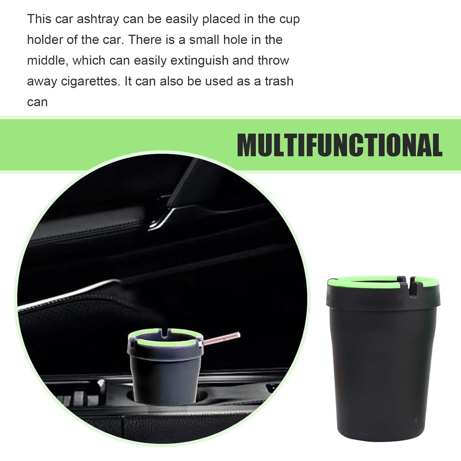 Cenicero de coche MLY sin humo negro, 11x8 cm, a prueba de olores