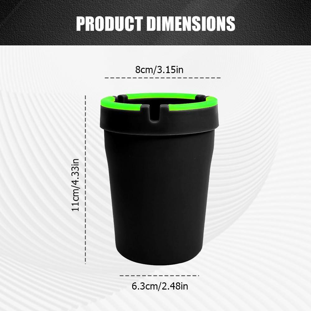 Cenicero para coche Lyxheth negro fluorescente portátil