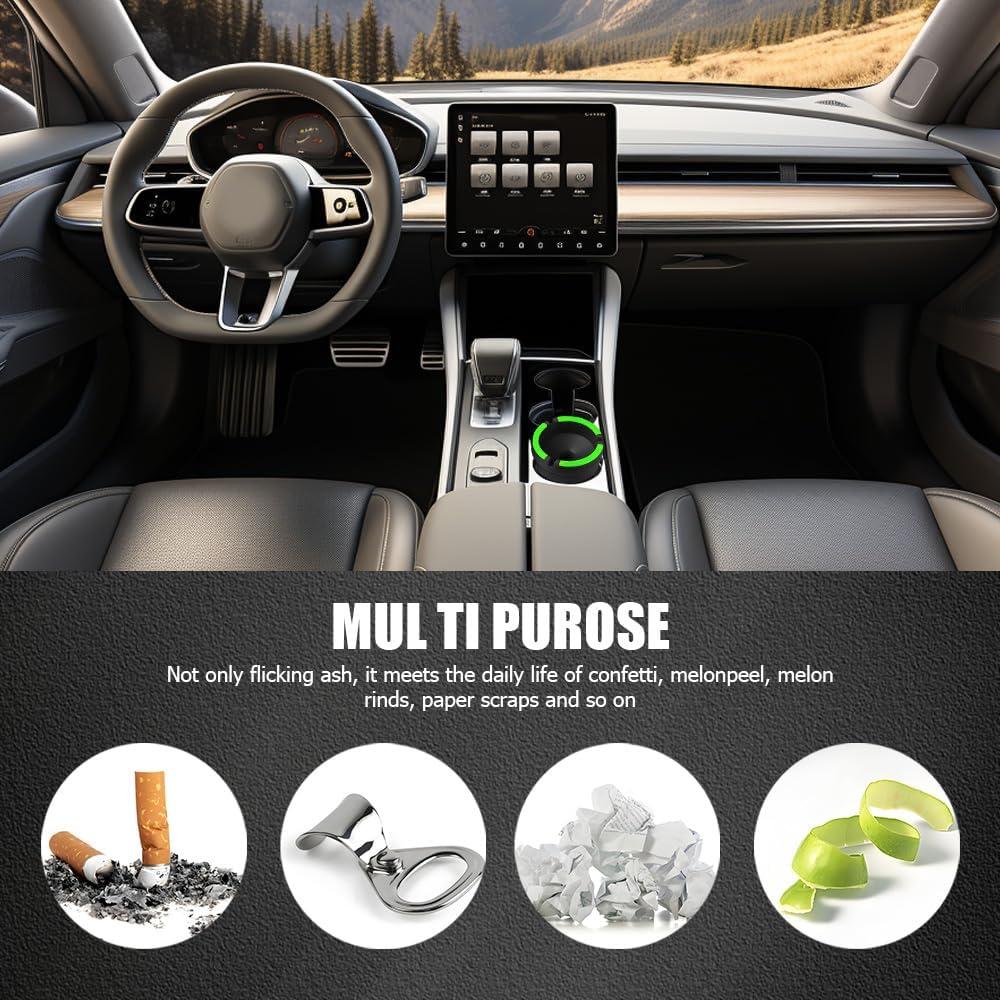 Cenicero para coche Lyxheth negro fluorescente portátil