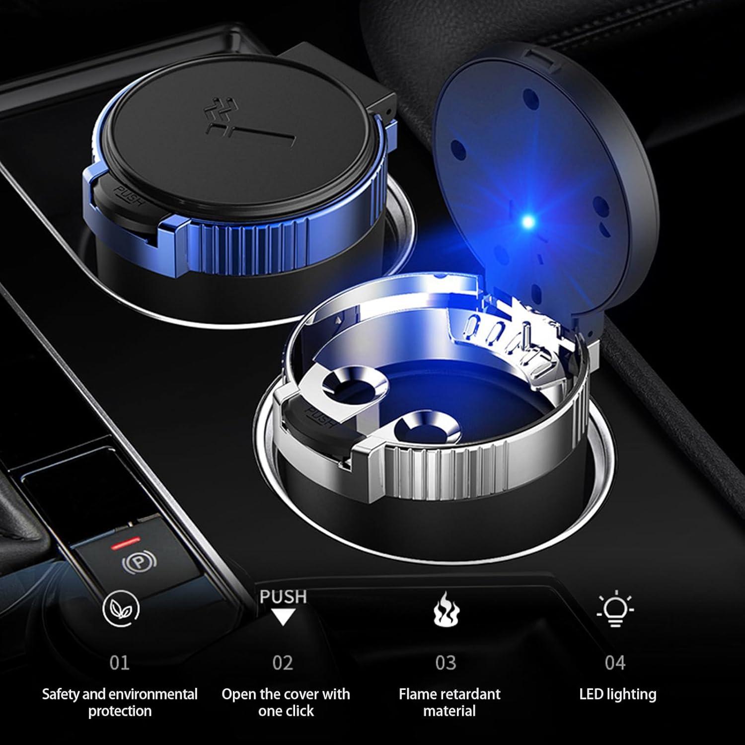 Cenicero de Coche Tesnaao 10 cm Acero Inoxidable Ignífugo