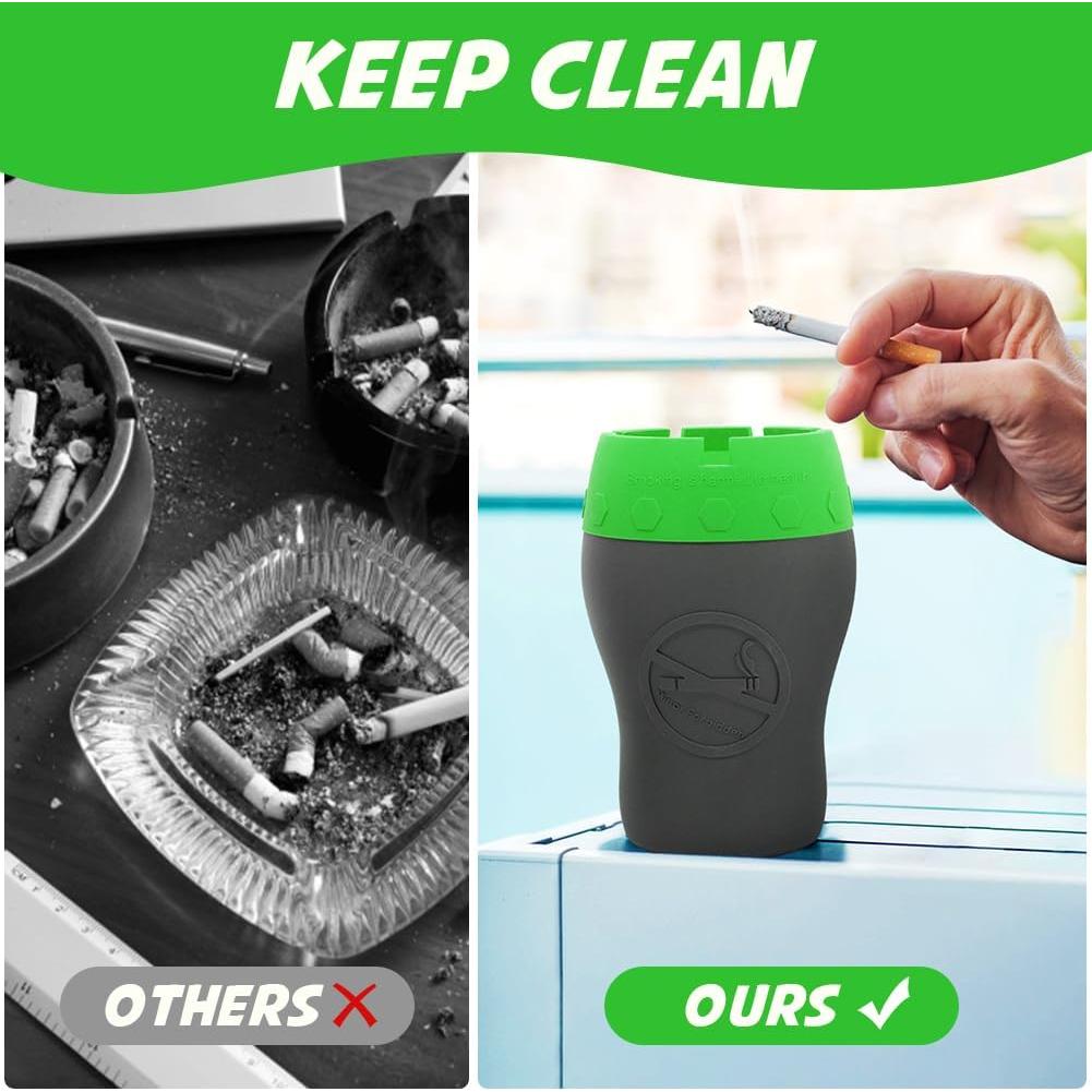 Cenicero de Silicona XSBAIHUO Verde, Antisalpicaduras y Sin Humo