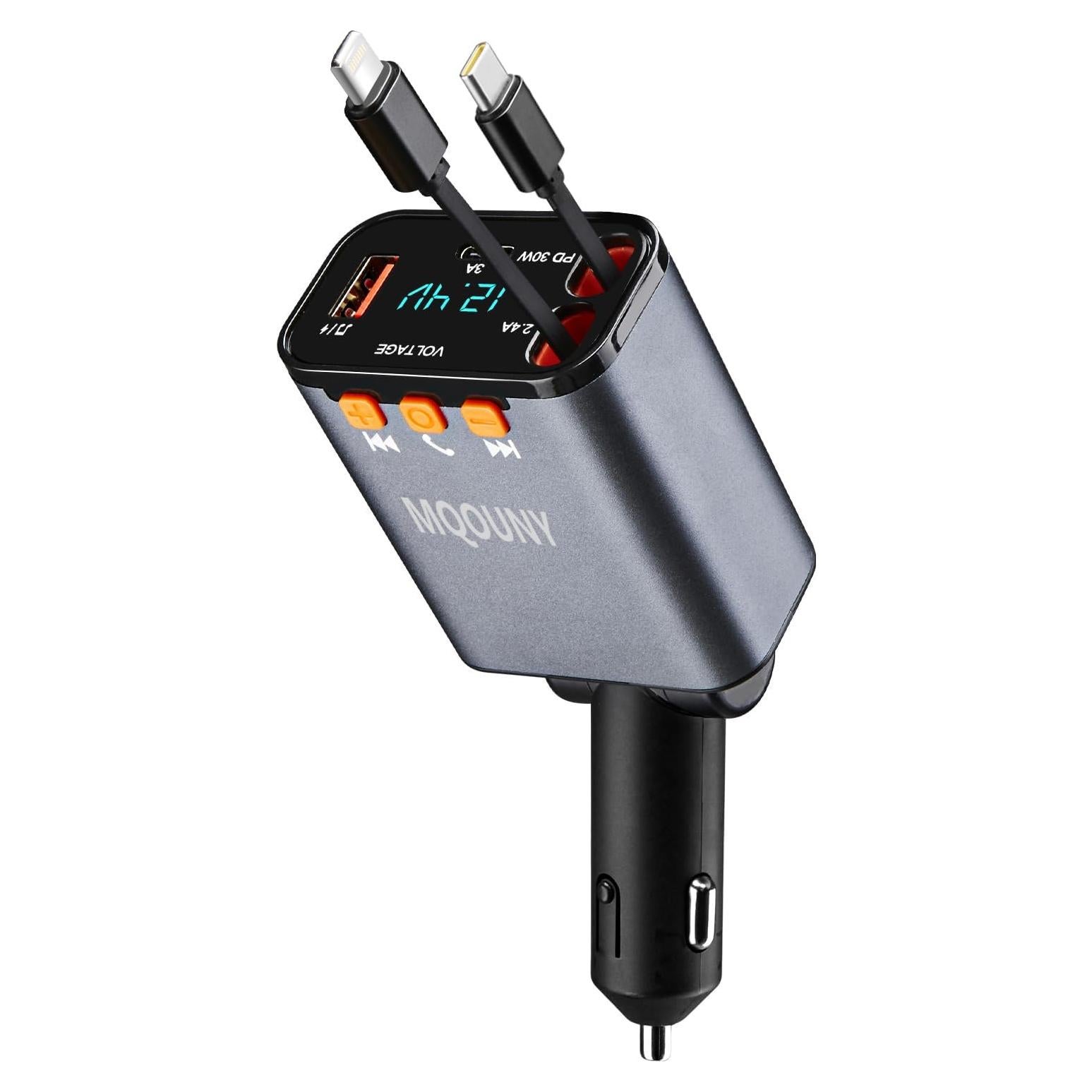 Cargador de coche 5 en 1 Bluetooth 5.3 60W Negro