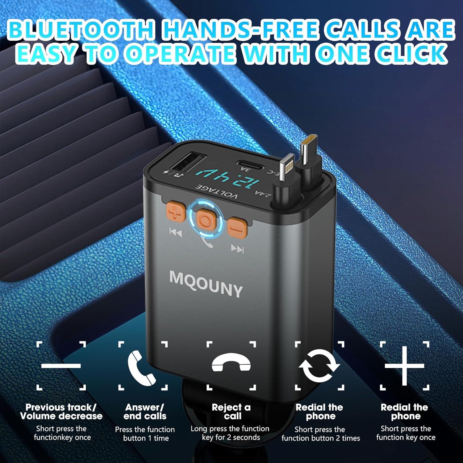 Cargador de coche 5 en 1 Bluetooth 5.3 60W Negro