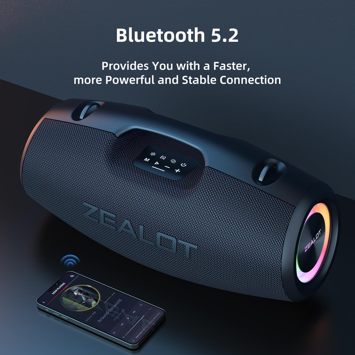 Altavoz Bluetooth ZEALOT S78 120W Impermeable IP67 con LED