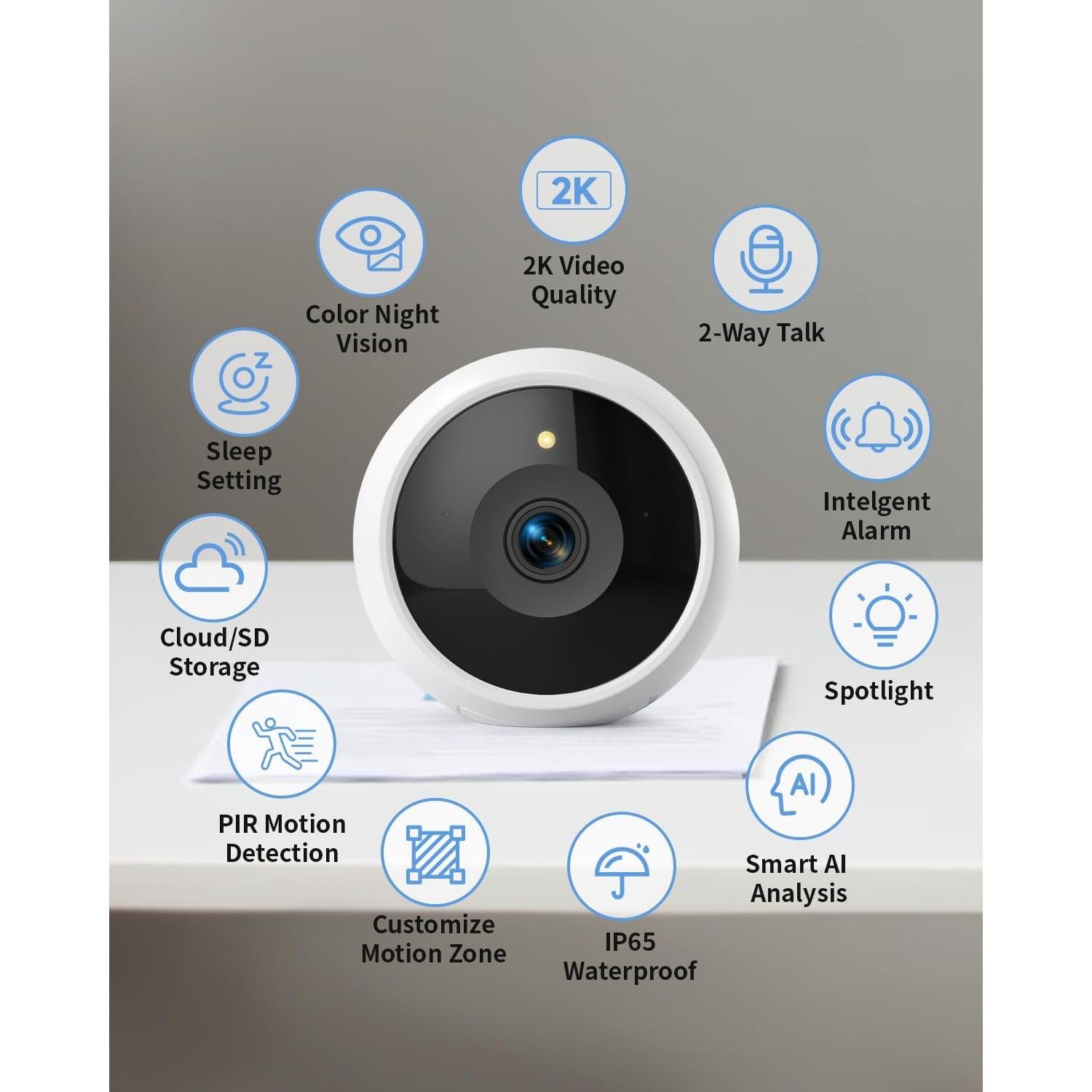 Cámara de Seguridad Inalámbrica JMCAMDM 2K para Exteriores