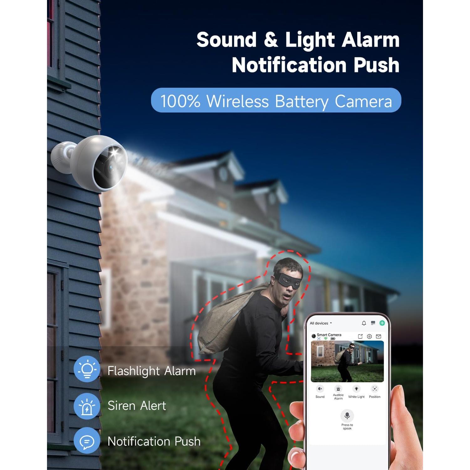 Cámara de Seguridad Inalámbrica JMCAMDM 2K para Exteriores