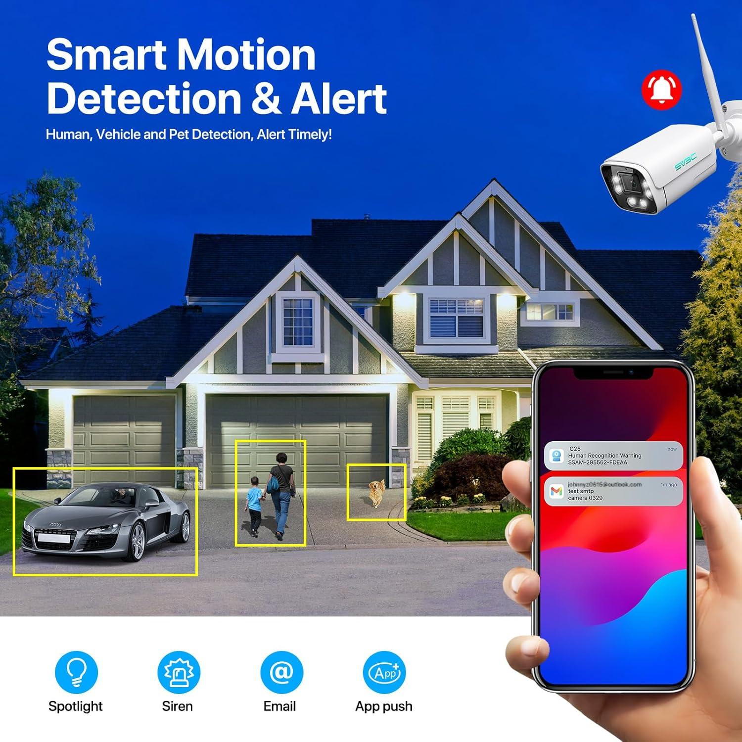 Cámara IP WiFi SV3C 4K Exterior 8MP con Visión Nocturna