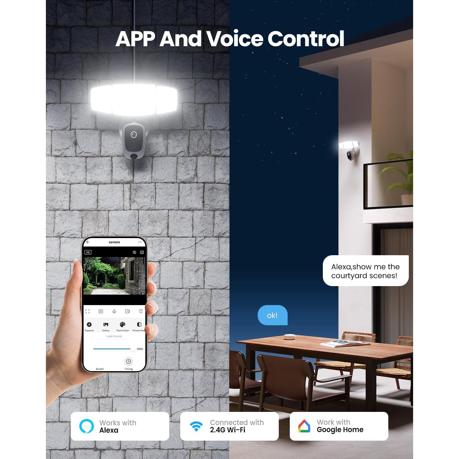 Cámara de Seguridad Olafus 2K QHD con Luz Inundación 55W