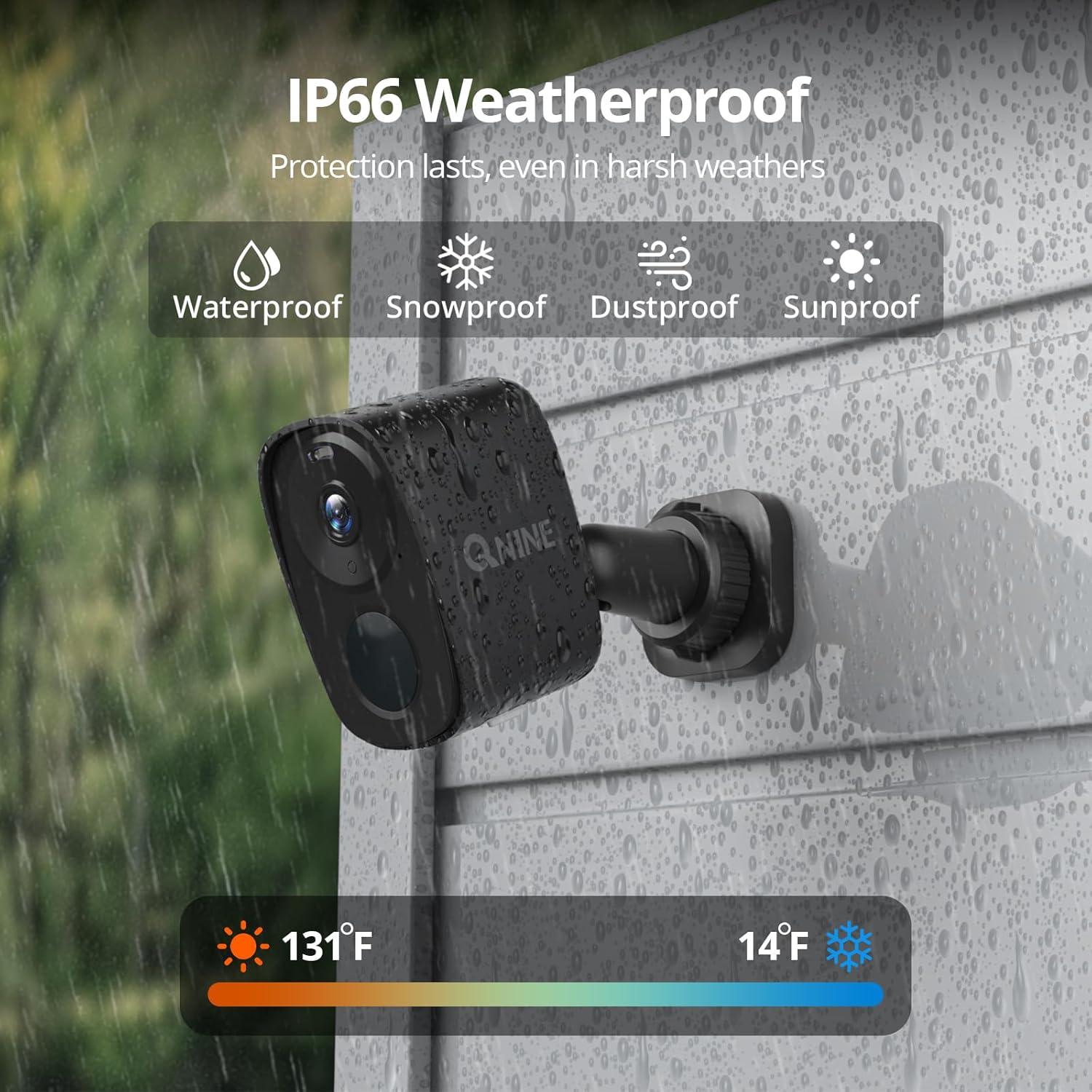 Cámara de Seguridad QNINE Inalámbrica 2K IP66 con Audio