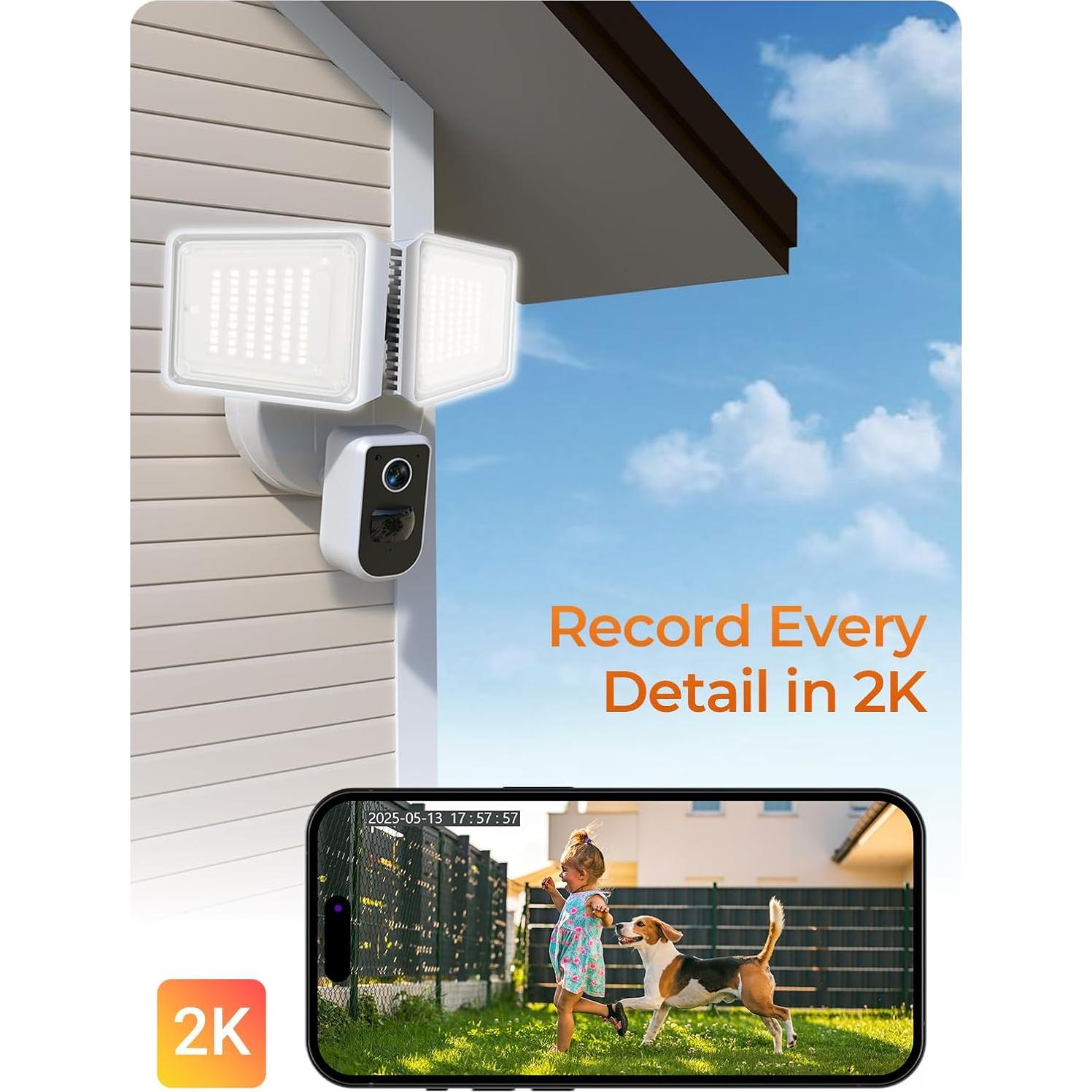 Cámara de Inundación DeerTalk 2K HD WiFi con Detección de Movimiento