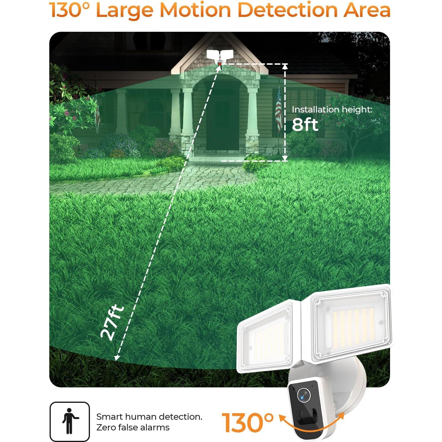 Cámara de Inundación DeerTalk 2K HD WiFi con Detección de Movimiento