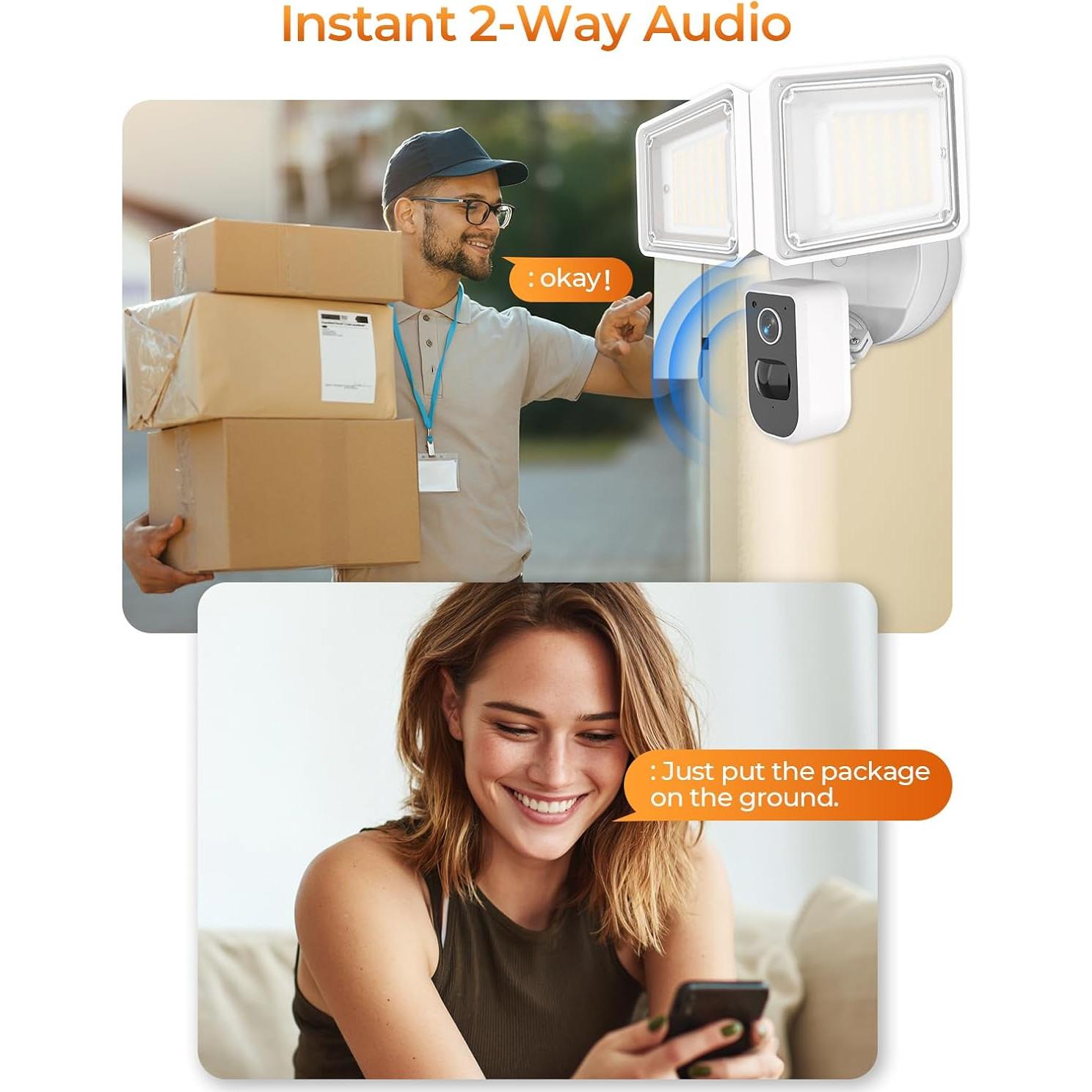 Cámara de Inundación DeerTalk 2K HD WiFi con Detección de Movimiento