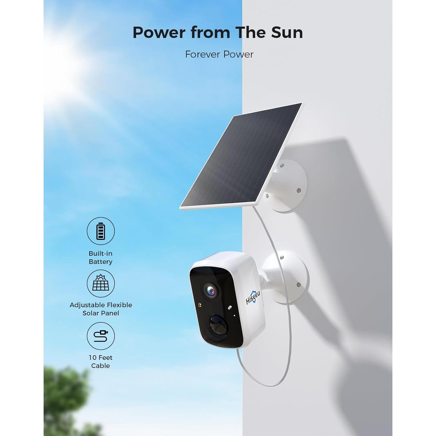 Cámara de Seguridad Hiseeu Inalámbrica Solar 5G/2.4G