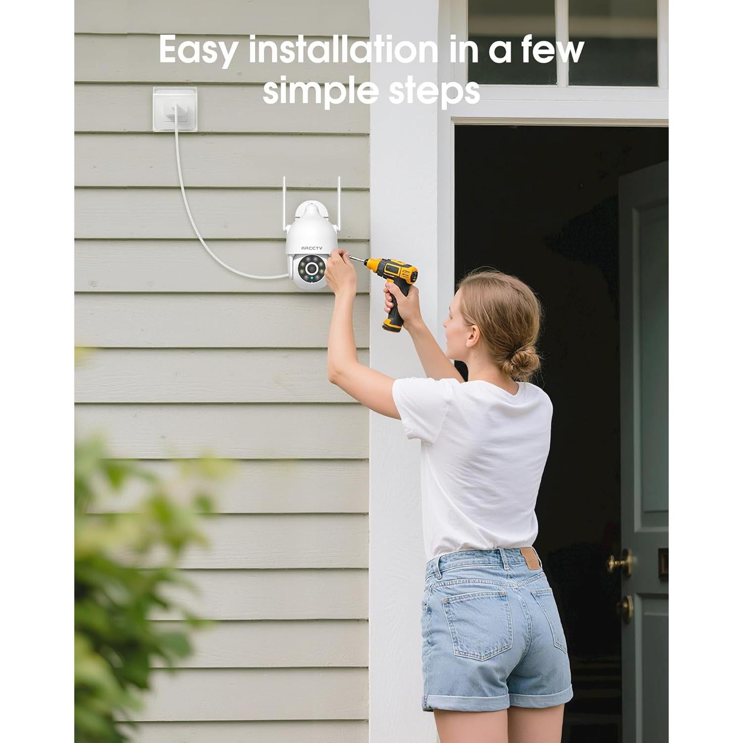 Cámaras de Seguridad WiFi 2K ARCCTV P2 - 2 Paquete, Visión Nocturna