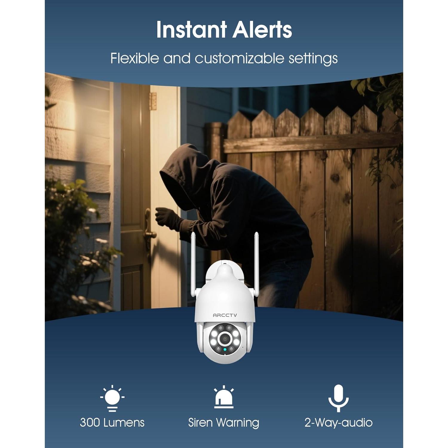 Cámaras de Seguridad WiFi 2K ARCCTV P2 - 2 Paquete, Visión Nocturna