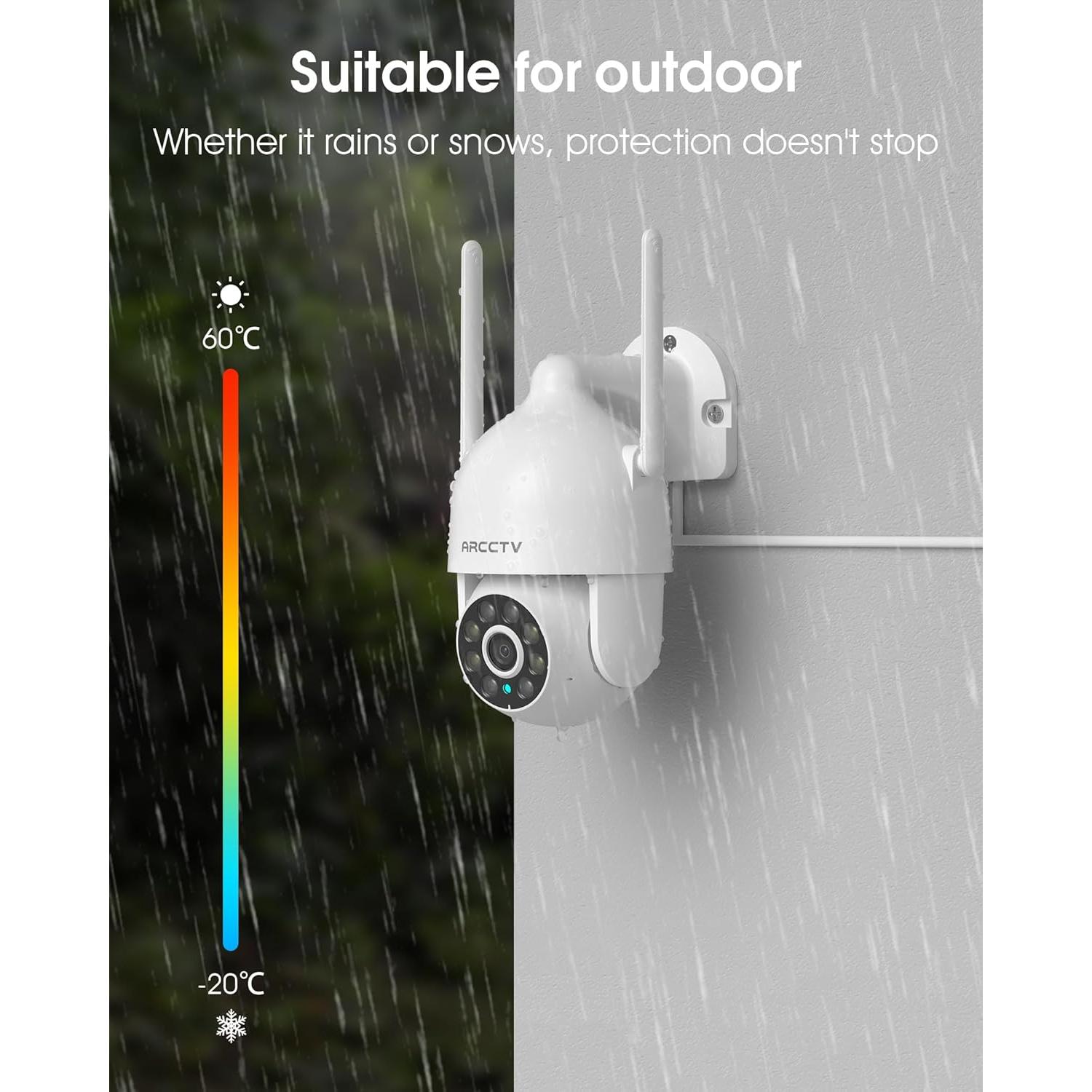 Cámaras de Seguridad WiFi 2K ARCCTV P2 - 2 Paquete, Visión Nocturna