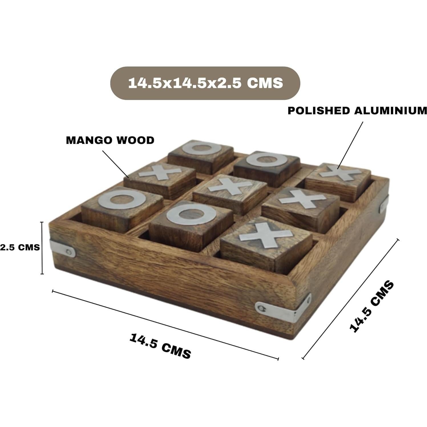 Juego de Tres en Raya de Madera Mango LEATHERVINES 15.24 cm