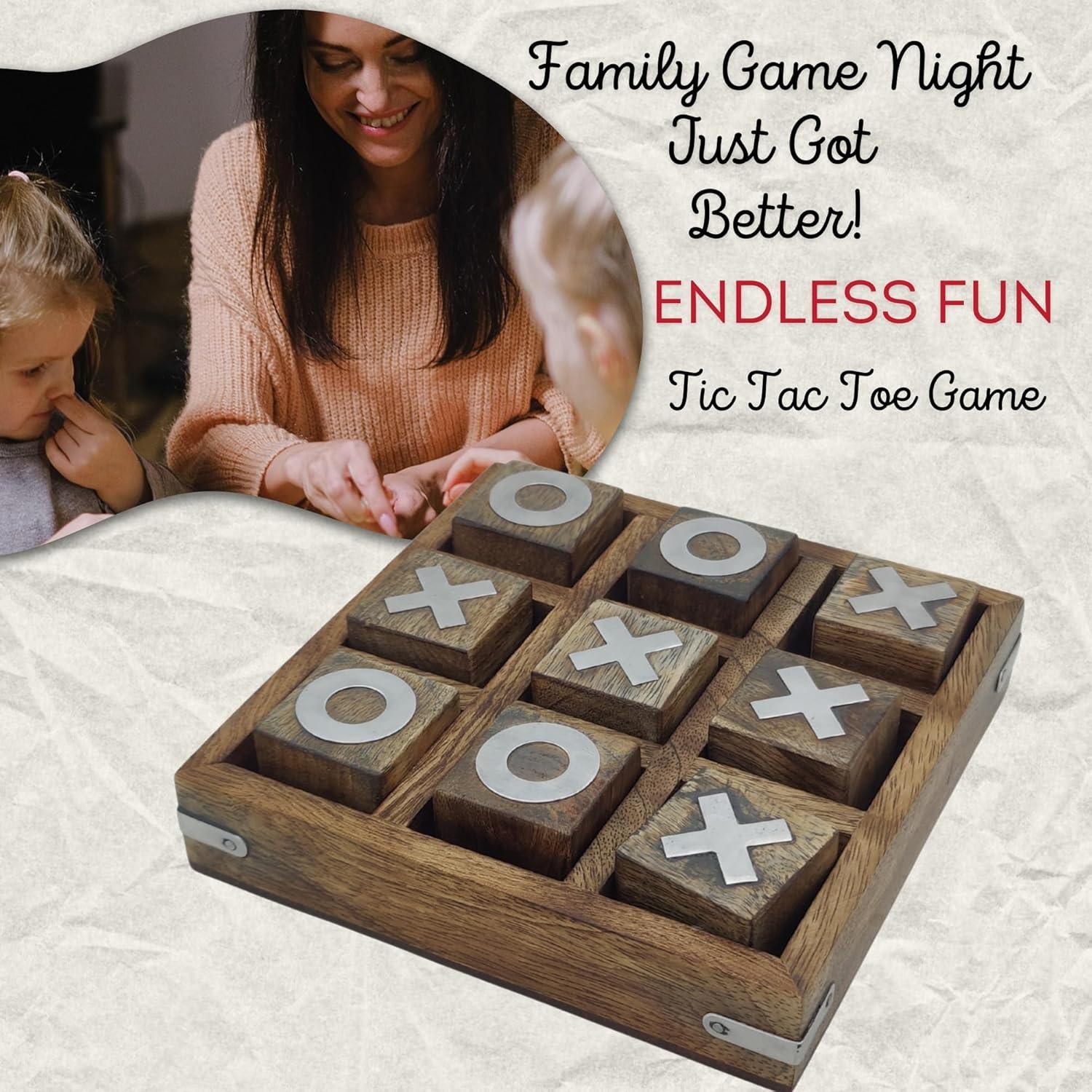 Juego de Tres en Raya de Madera Mango LEATHERVINES 15.24 cm