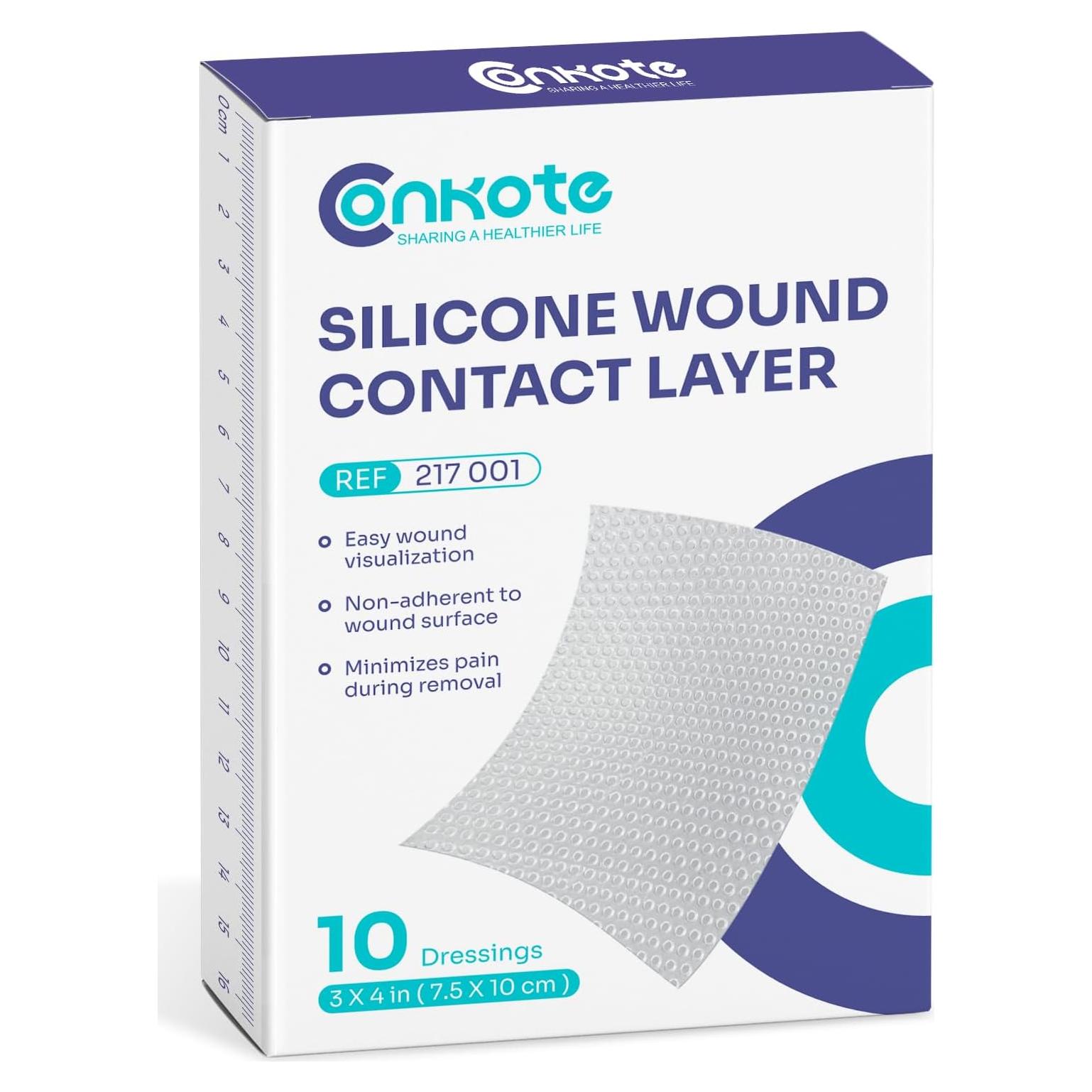 Vendaje Transparente Conkote de Silicona 10x7.6cm - Caja de 10