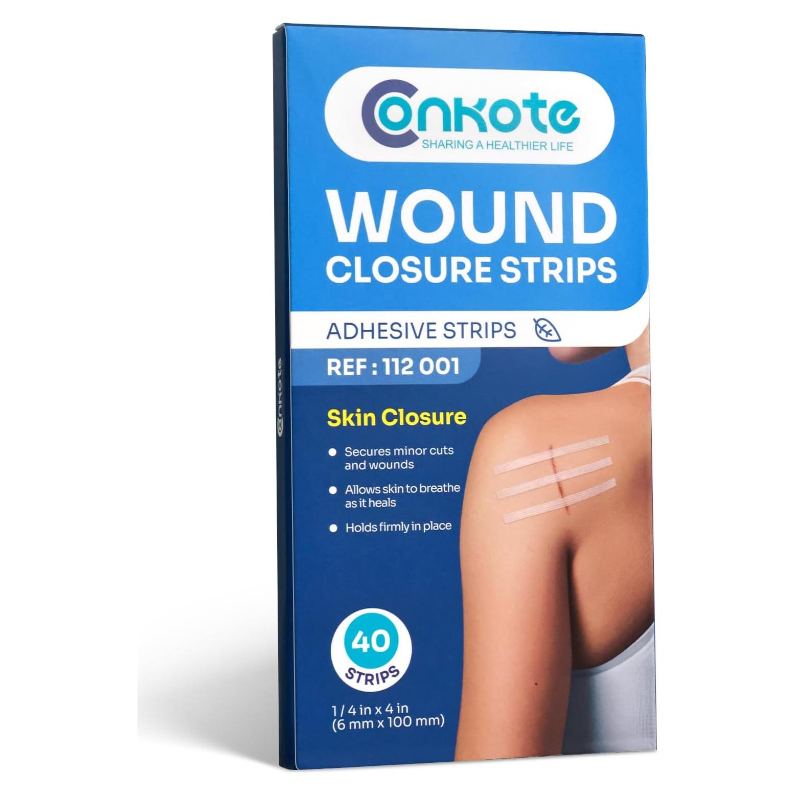 Cierre de Heridas Conkote - 40 Tiras Transpirables 15.6x8.0 cm