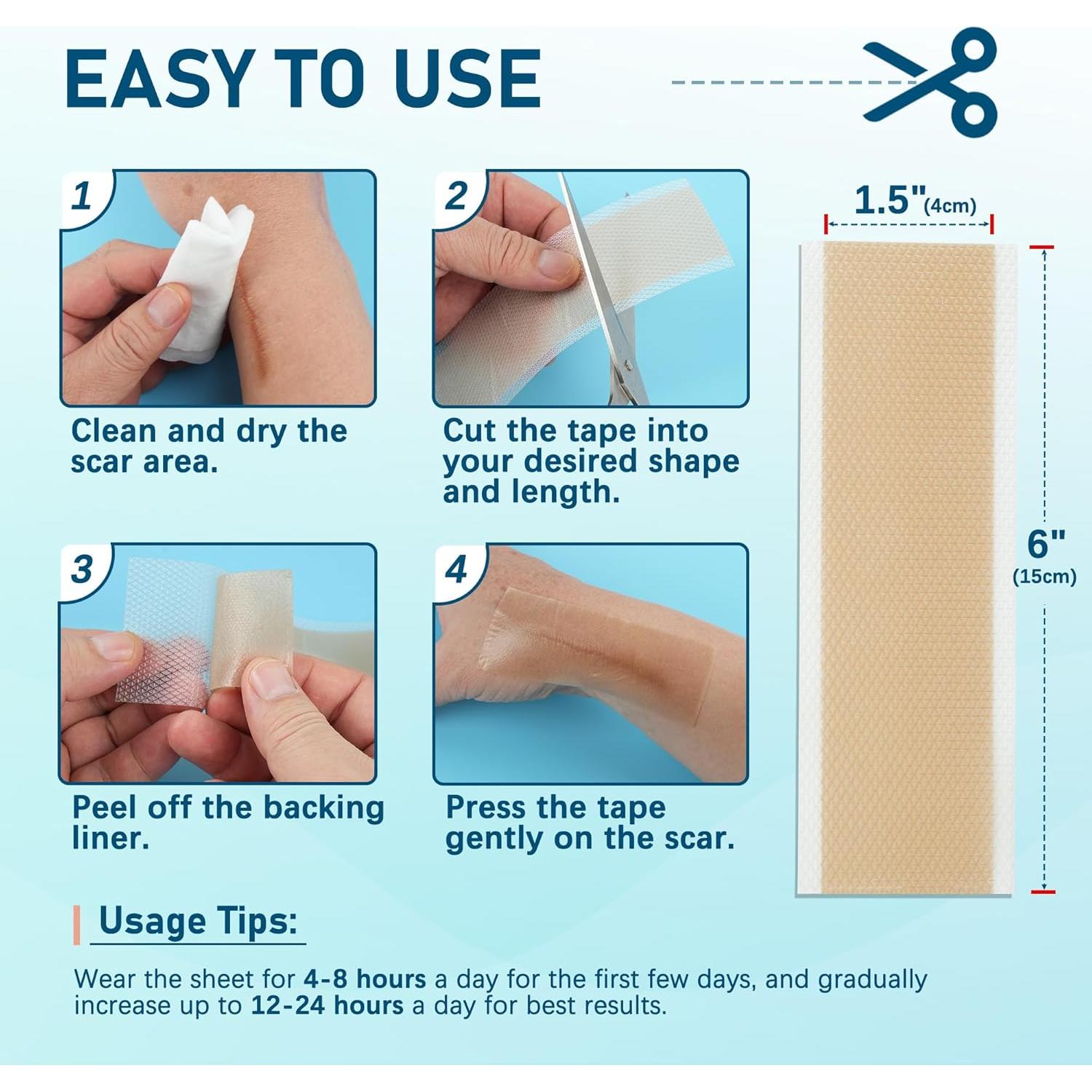 Hojas de Silicona para Cicatrices LotFancy - 10 Piezas 3.81x15.24cm