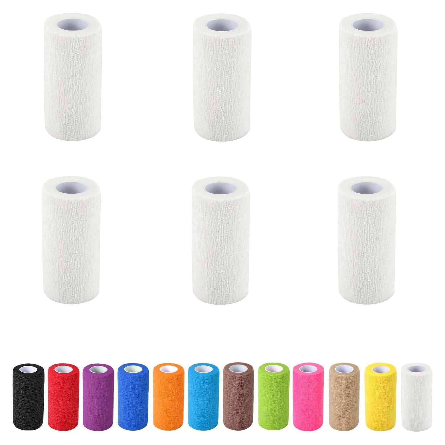 Paquete de 6 Vendajes Autoadhesivos MUESFITR 10 cm x 4.57 m Blanco