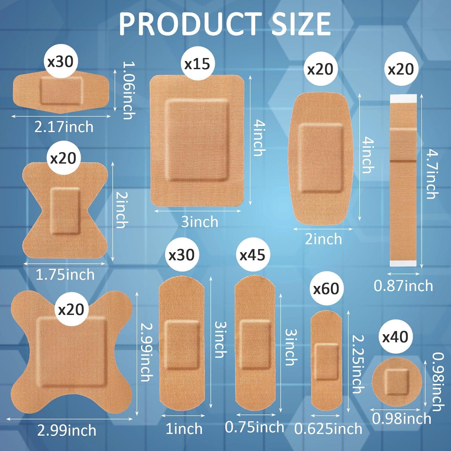 300 Vendajes Adhesivos Estériles Geiserailie Variados para Primeros Auxilios