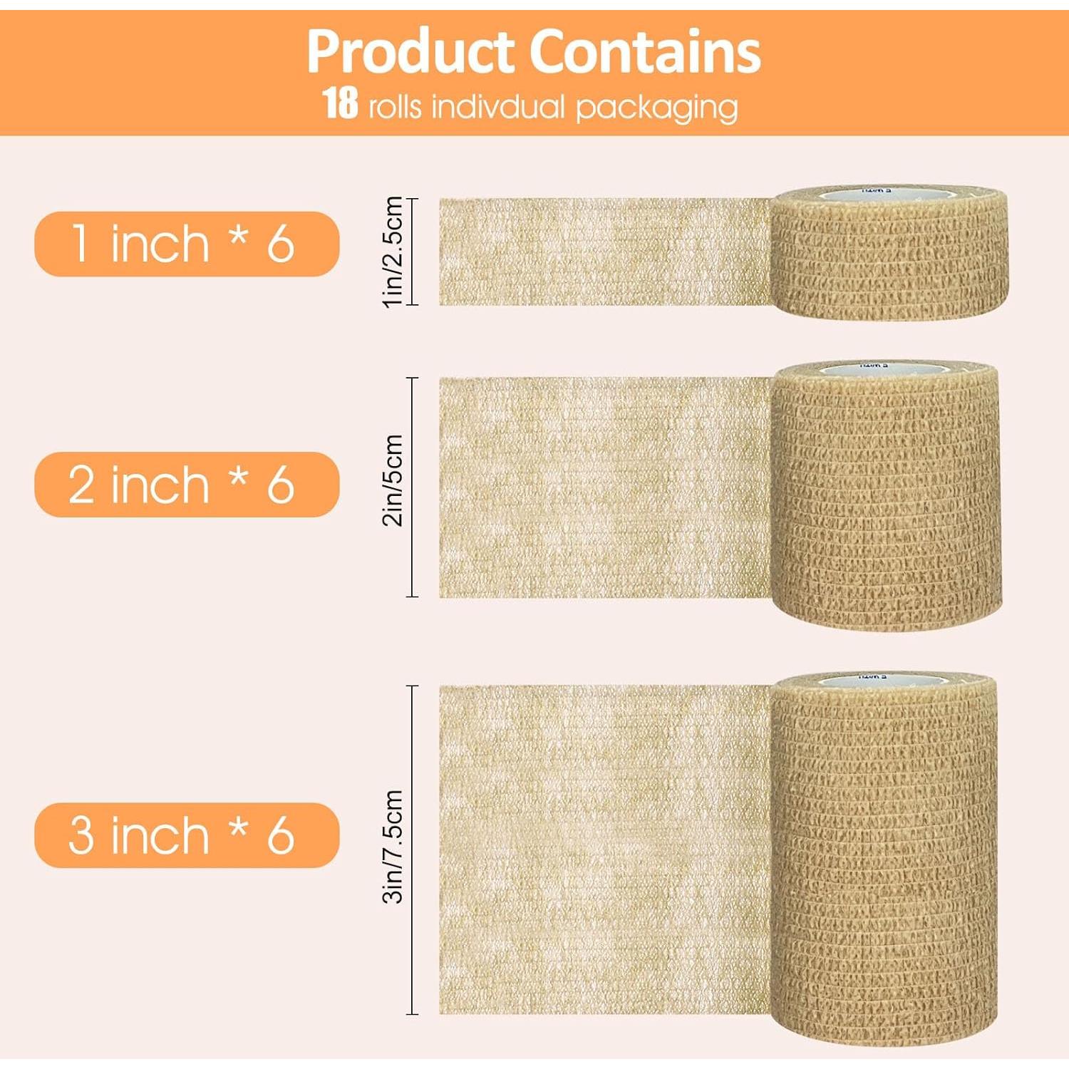 Venda Autoadhesiva BIRDDIE 18 Piezas Color Piel 3 Anchos