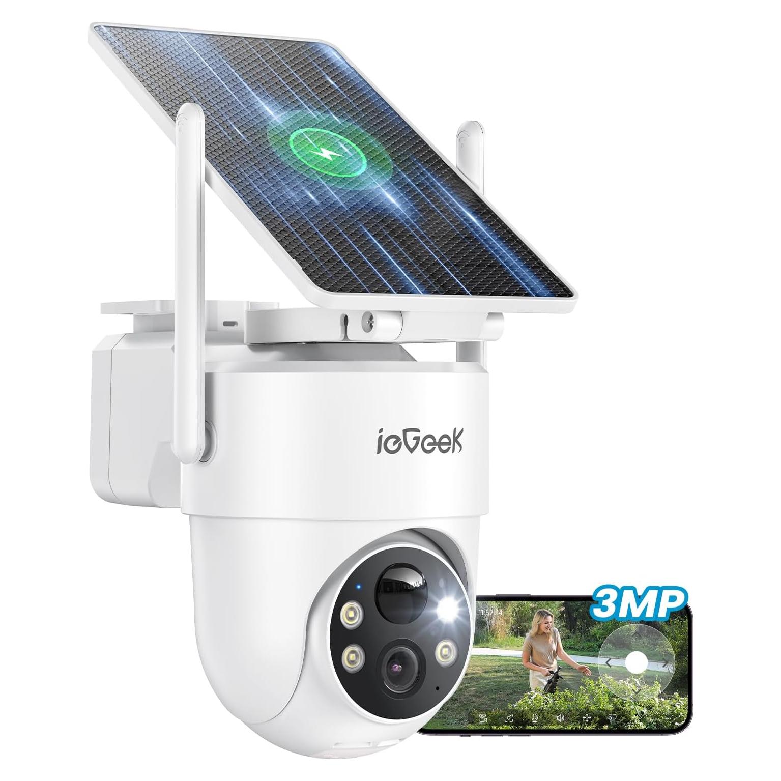 Cámara de Seguridad Solar Inalámbrica ieGeek S5 2K 3MP IP65