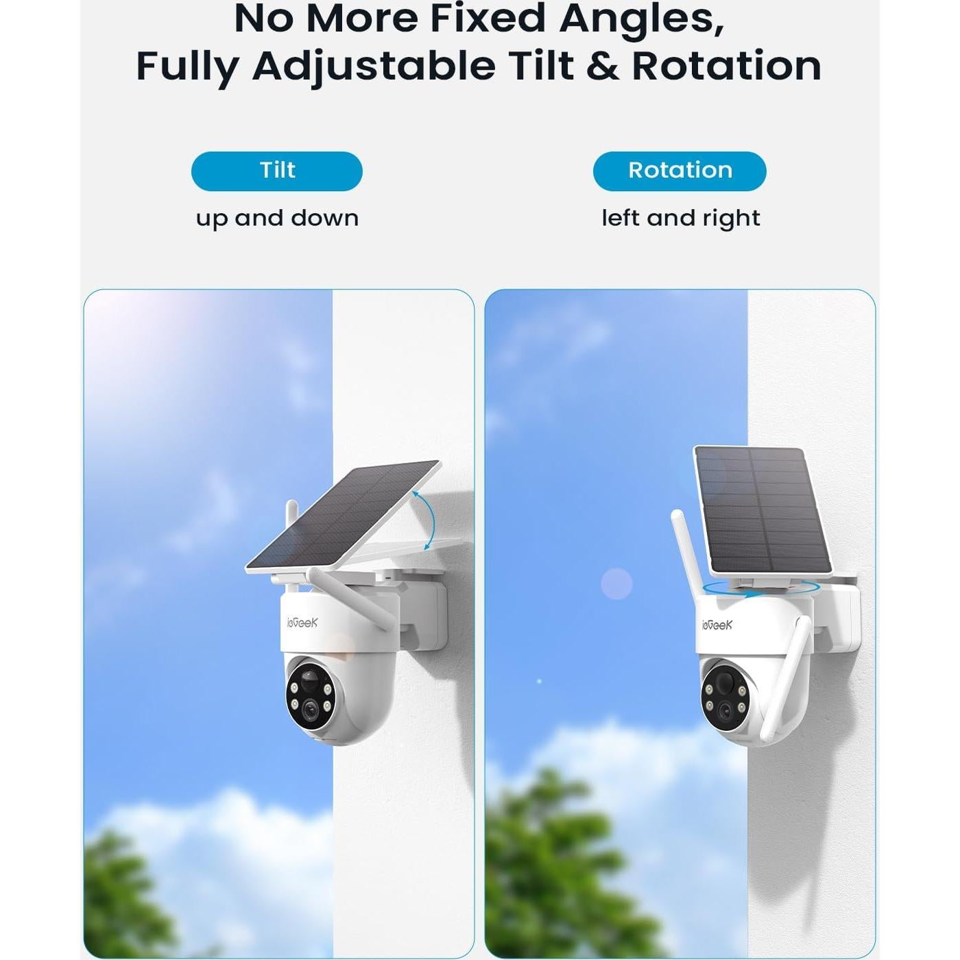 Cámara de Seguridad Solar Inalámbrica ieGeek S5 2K 3MP IP65