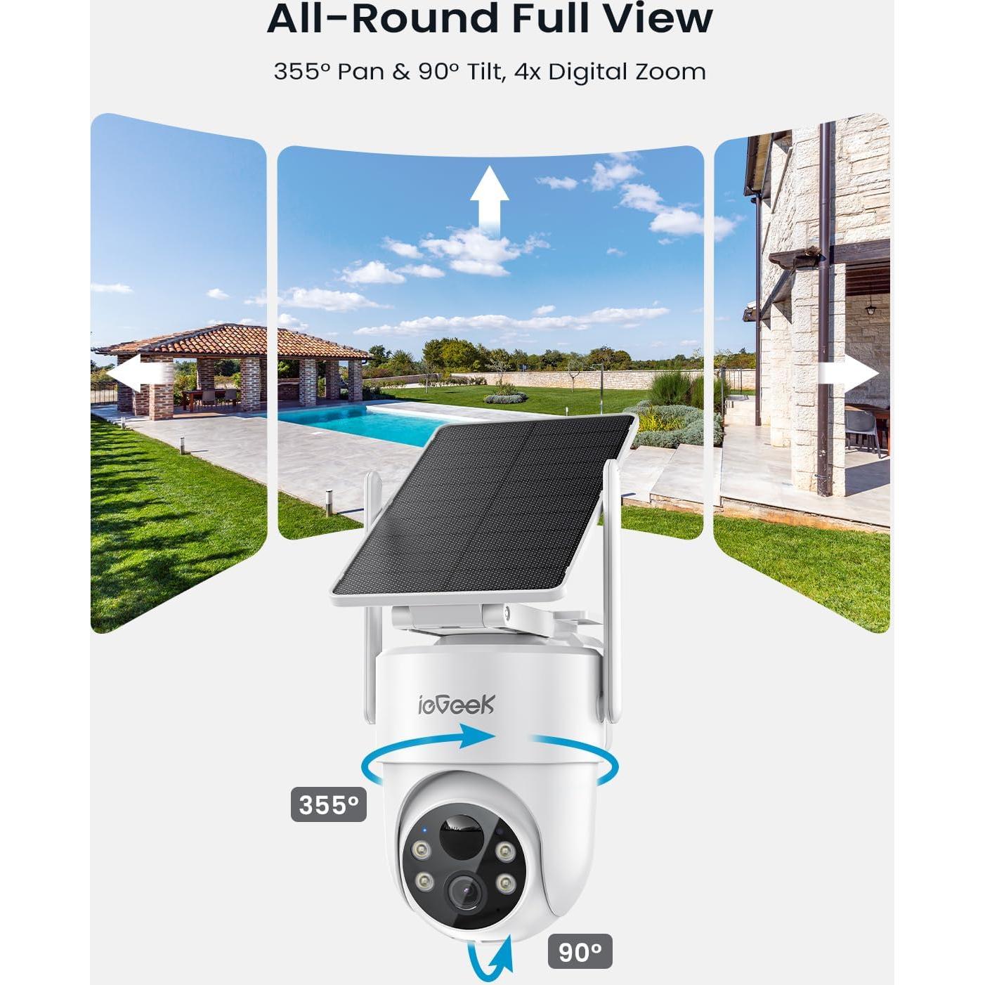 Cámara de Seguridad Solar Inalámbrica ieGeek S5 2K 3MP IP65