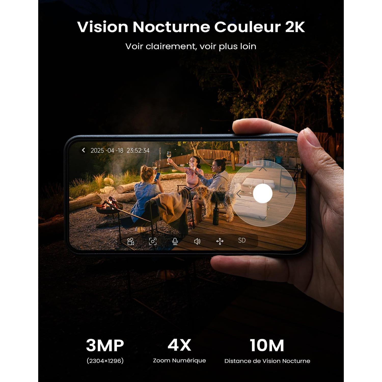 Cámara de Seguridad Solar Inalámbrica ieGeek S5 2K 3MP IP65