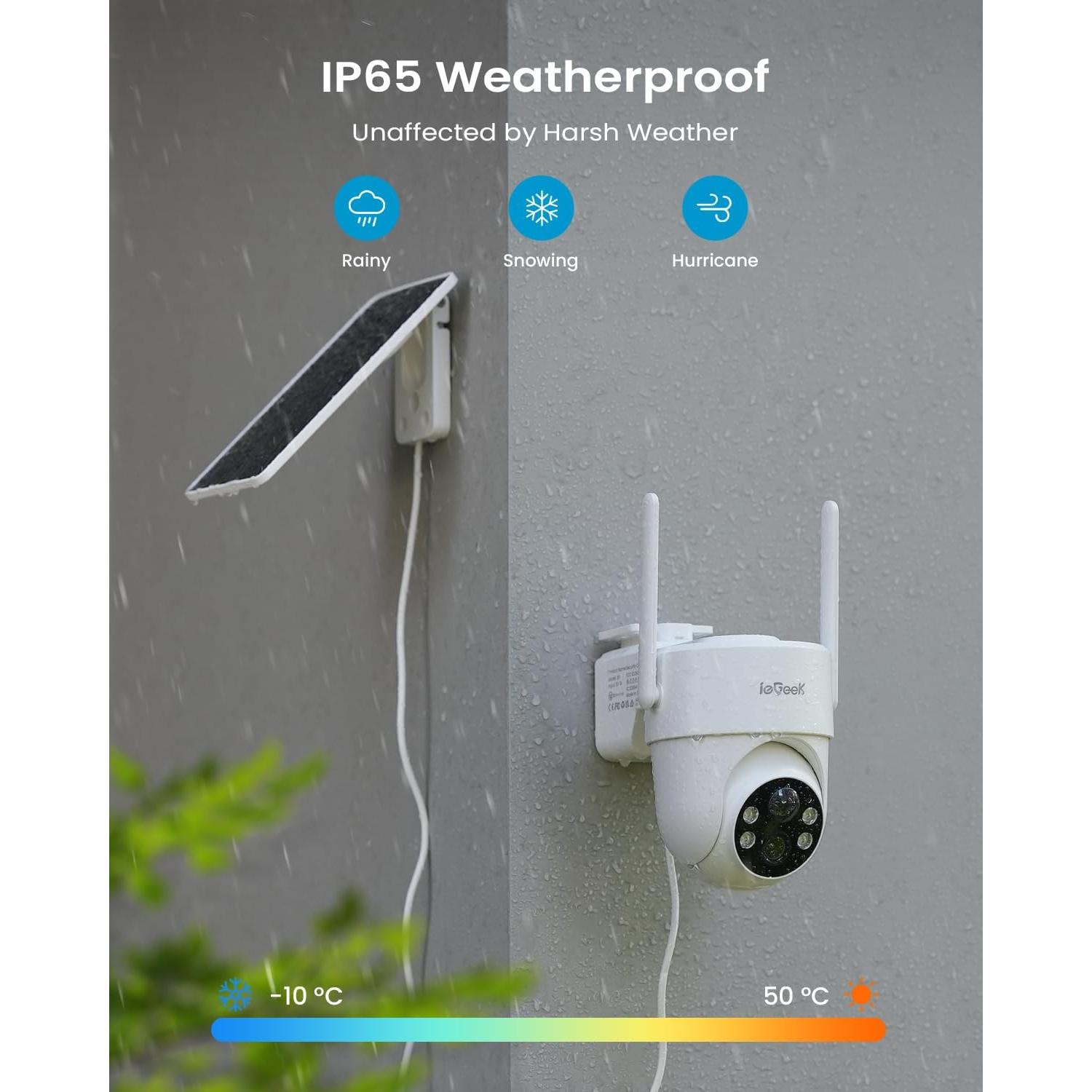 Cámara de Seguridad Solar Inalámbrica ieGeek S5 2K 3MP IP65