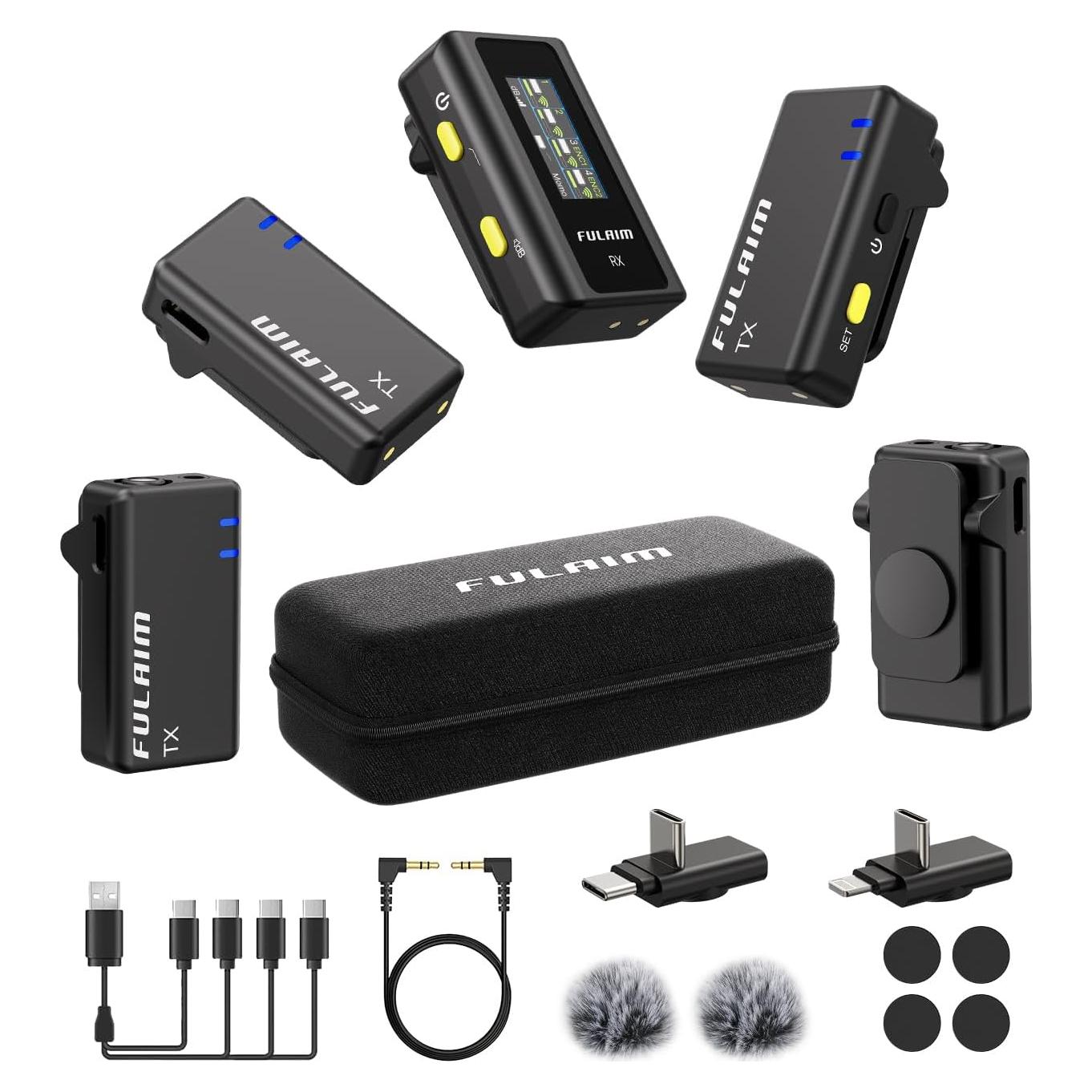 Micrófono Lavalier Inalámbrico FULAIM X6 con 4 Transmisores