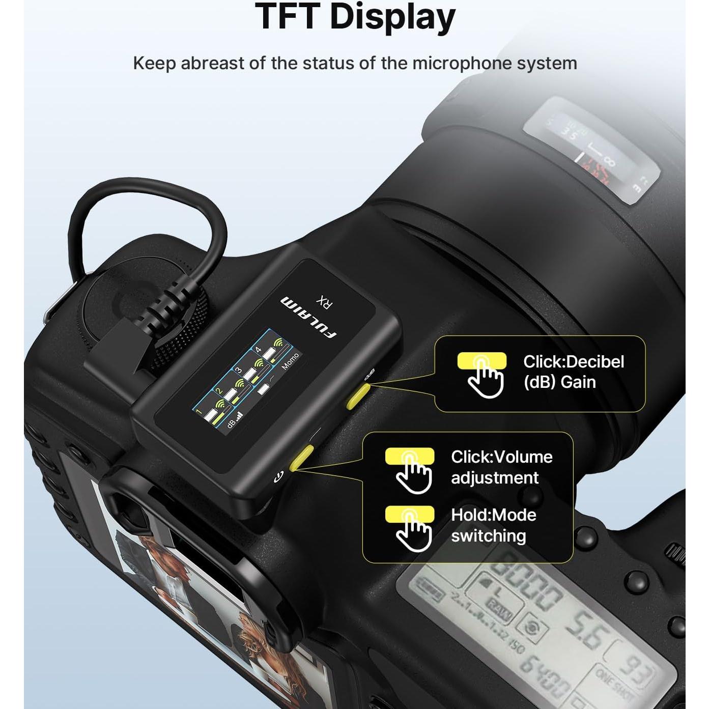 Micrófono Lavalier Inalámbrico FULAIM X6 con 4 Transmisores