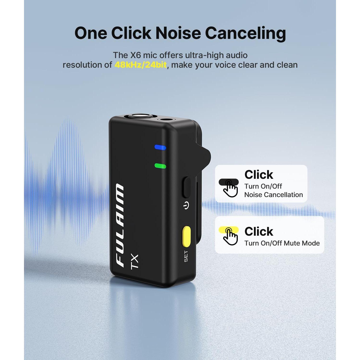 Micrófono Lavalier Inalámbrico FULAIM X6 con 4 Transmisores