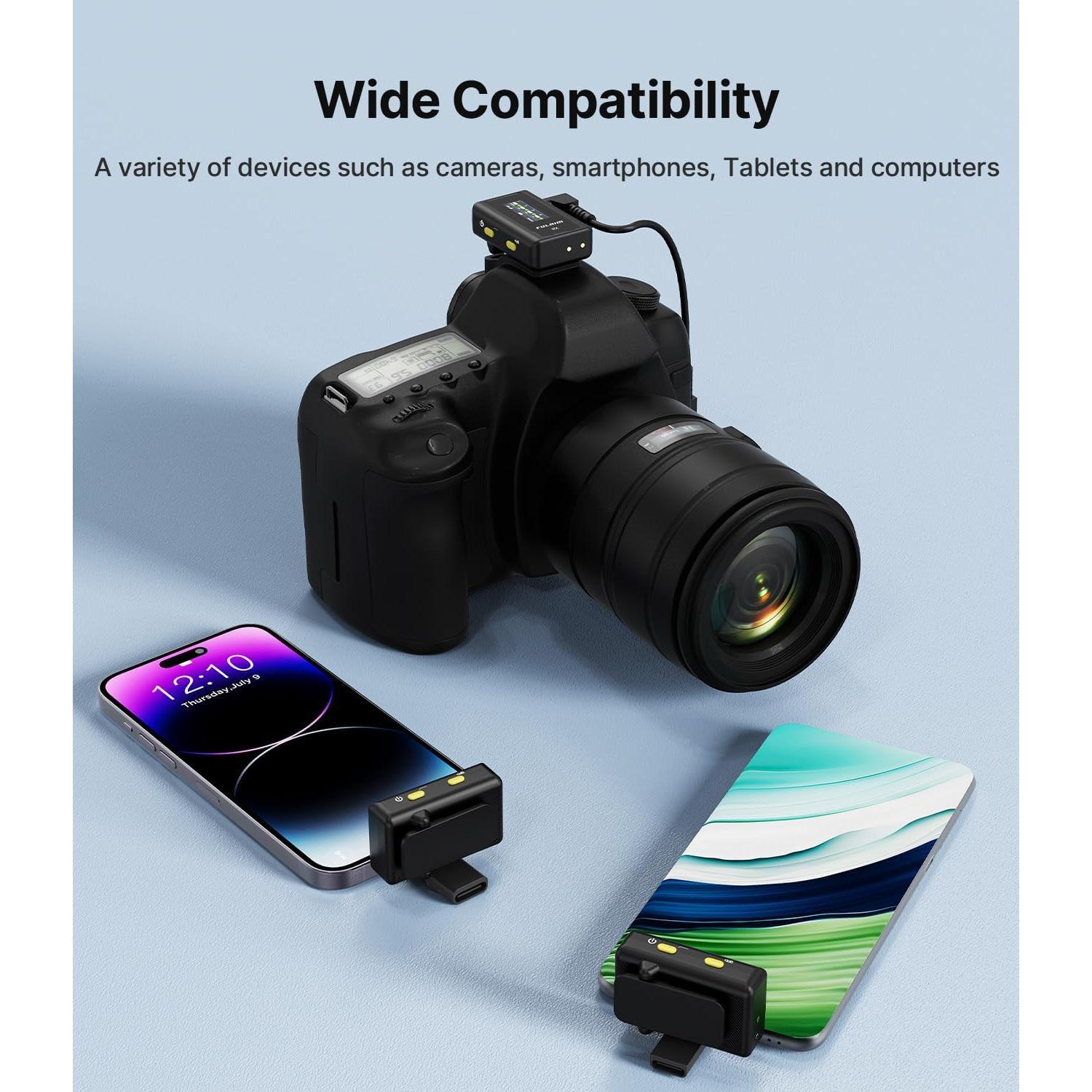 Micrófono Lavalier Inalámbrico FULAIM X6 con 4 Transmisores