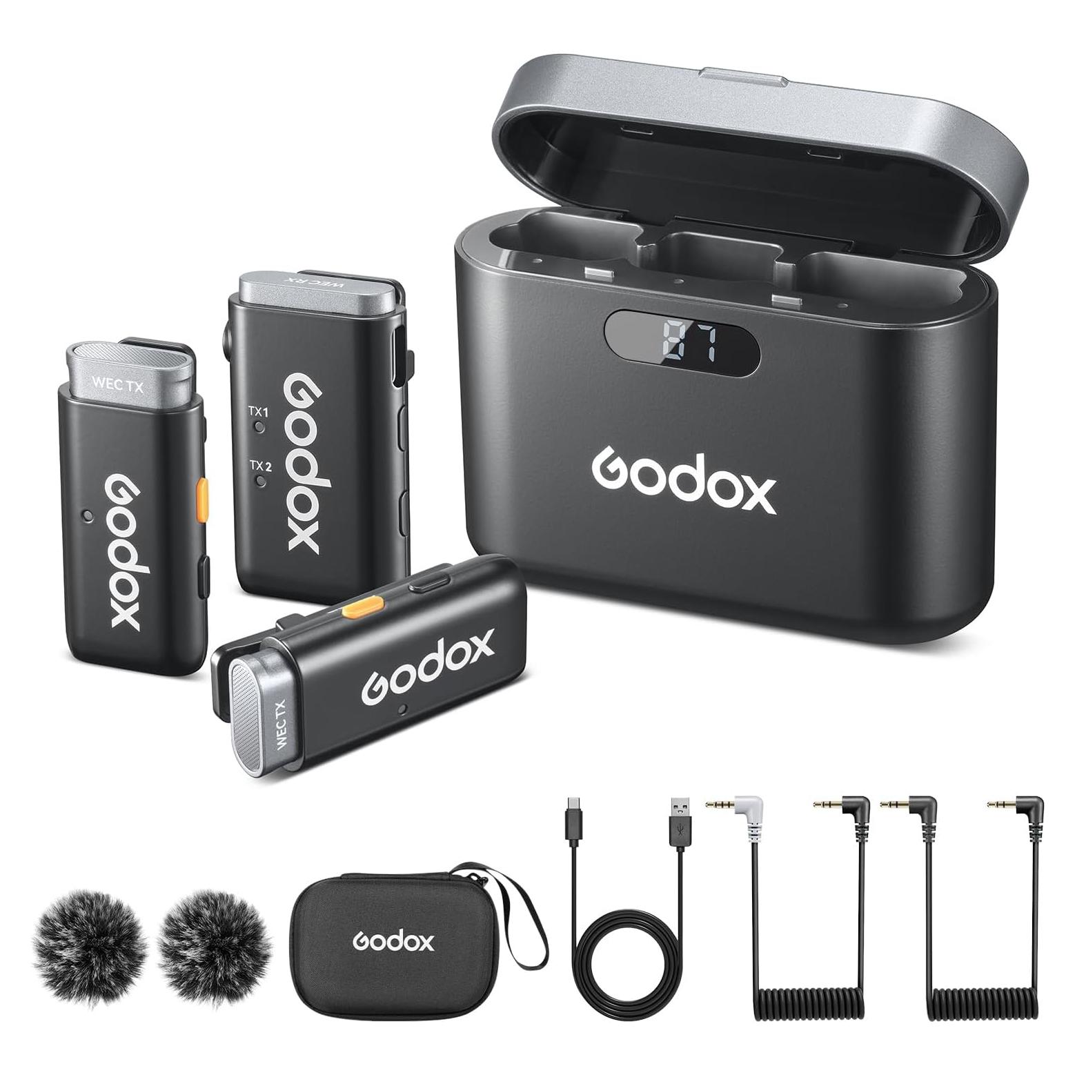 Micrófono Inalámbrico GODOX WEC Kit2 Lavalier 200m 8H Batería