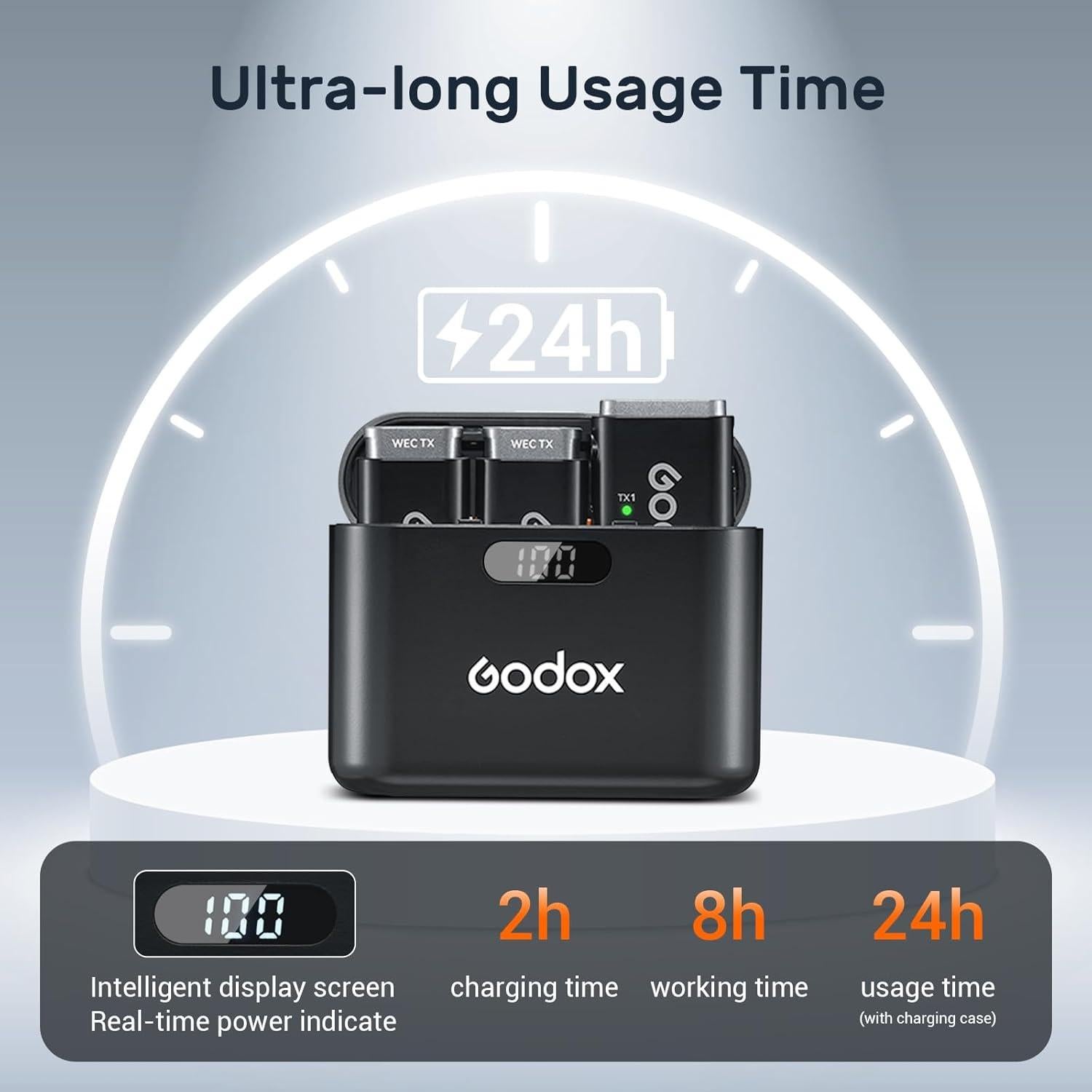 Micrófono Inalámbrico GODOX WEC Kit2 Lavalier 200m 8H Batería