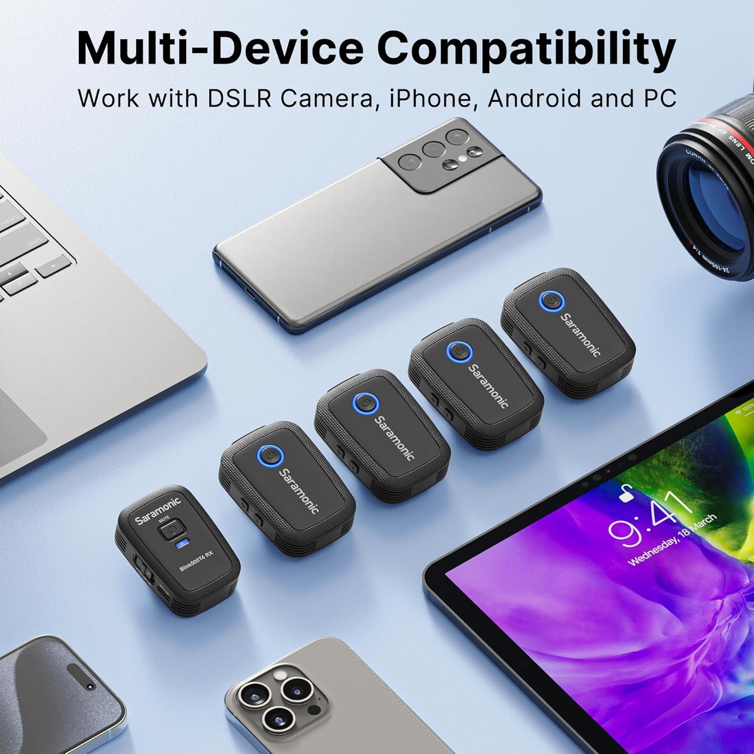 Saramonic Blink 500 T4 Micrófono Lavalier Inalámbrico 4 Canales