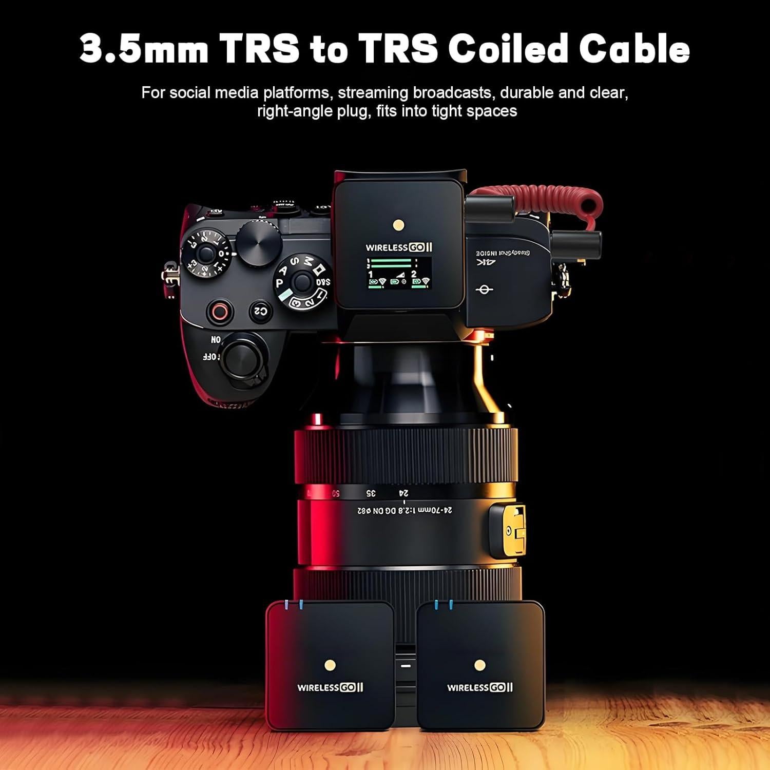 Cable de audio en espiral TRS 3.5mm Puiixur 20-54cm