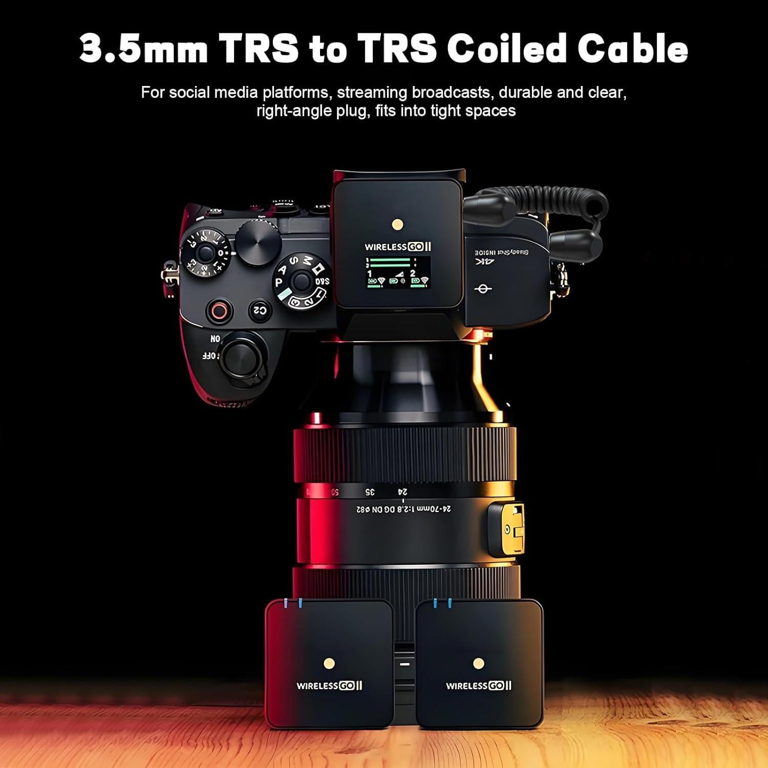 Cable de micrófono TRS 3.5mm Puiixur enrollado 20-60cm