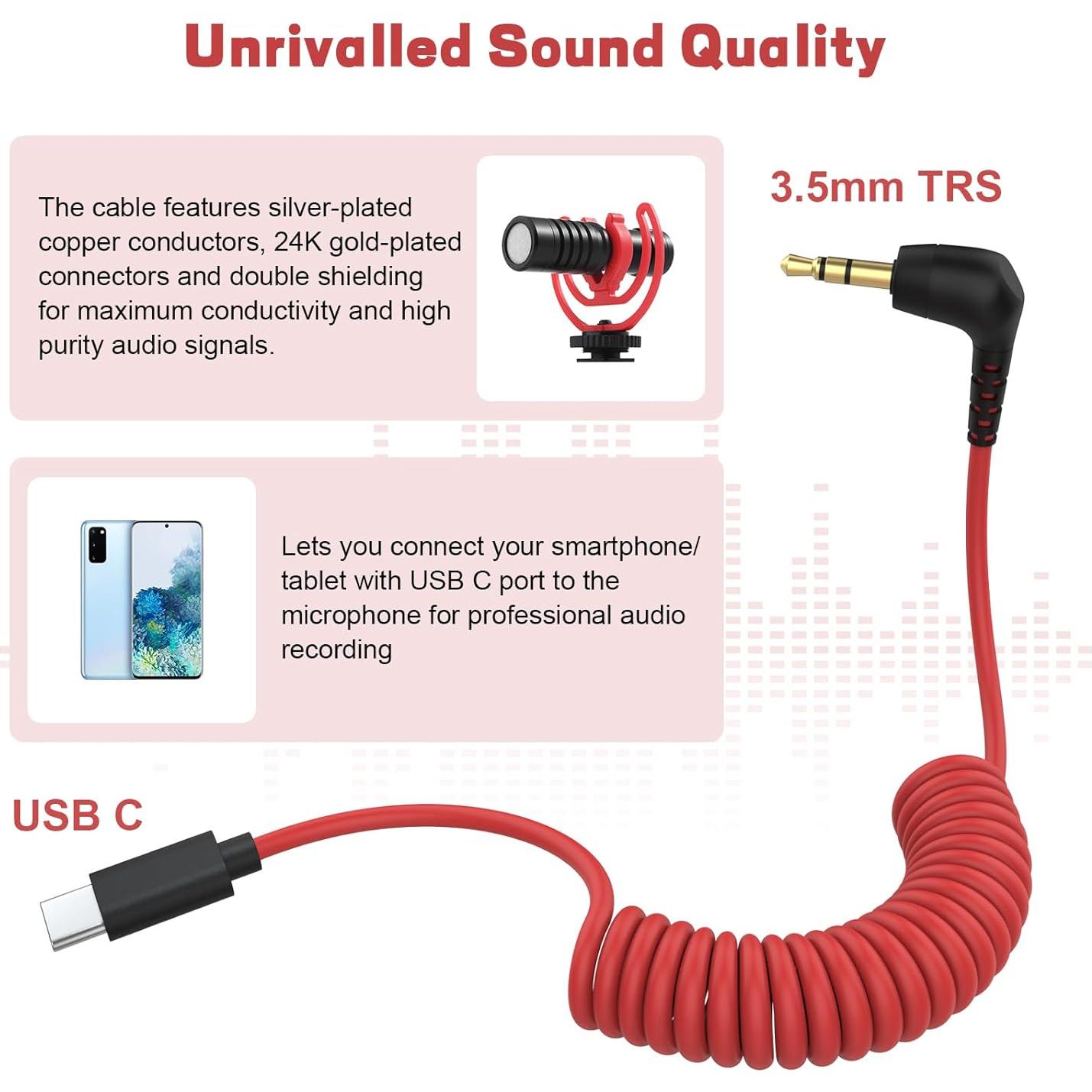 Adaptador Zosvoses USB C a 3.5mm TRS para Micrófonos